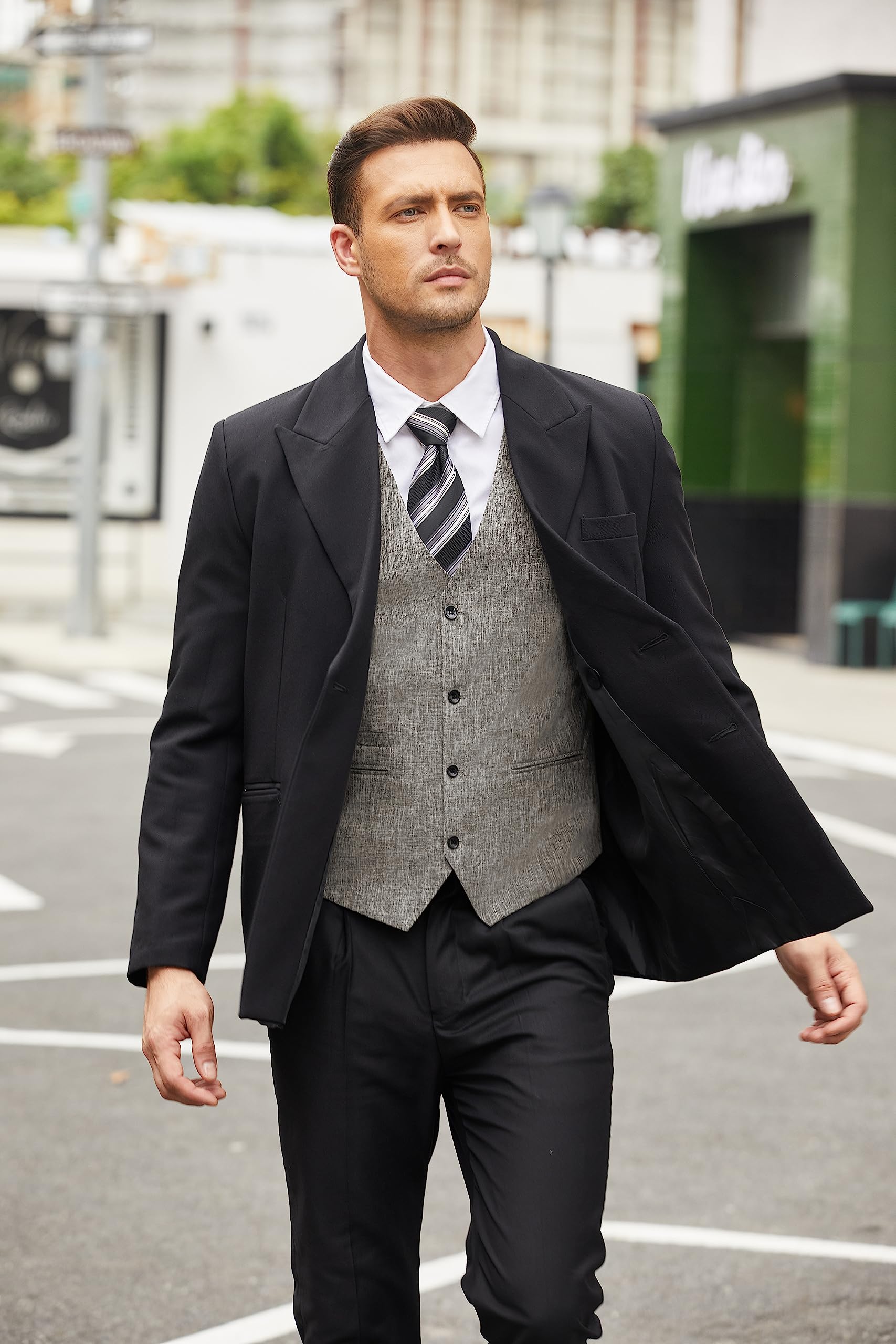 COOFANDY Men's Slim Fit Casual Business Vest - Lightweight Waistcoat for Office, Wedding & Formal Wear | Perfect for Suits, Dress Pants & Business Attire