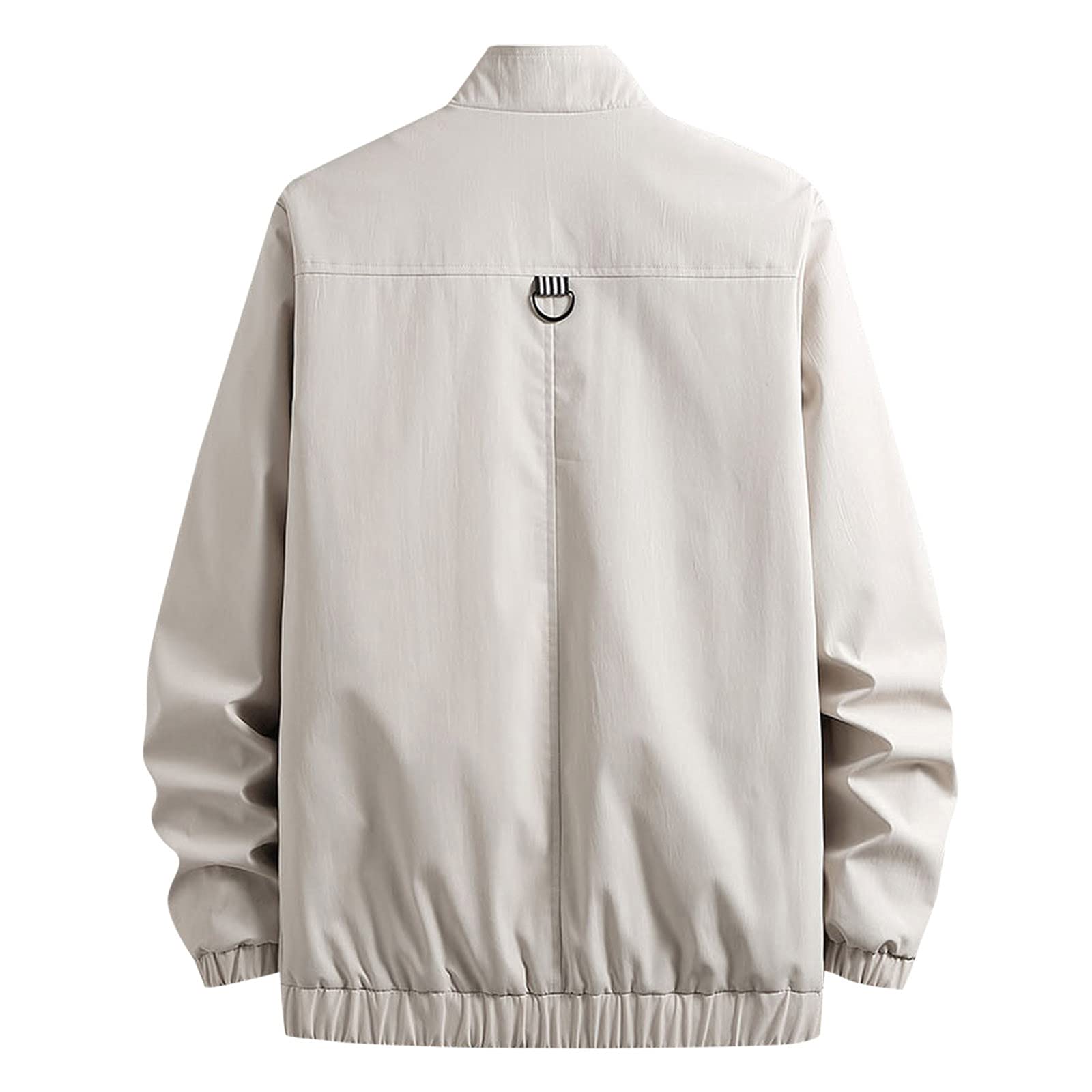 Men's Windproof Cotton Jacket - Solid Color Zippered Work Jacket with Drawstring & Long Sleeves | Stone Ridge Style for Outdoor Work & Casual Wear