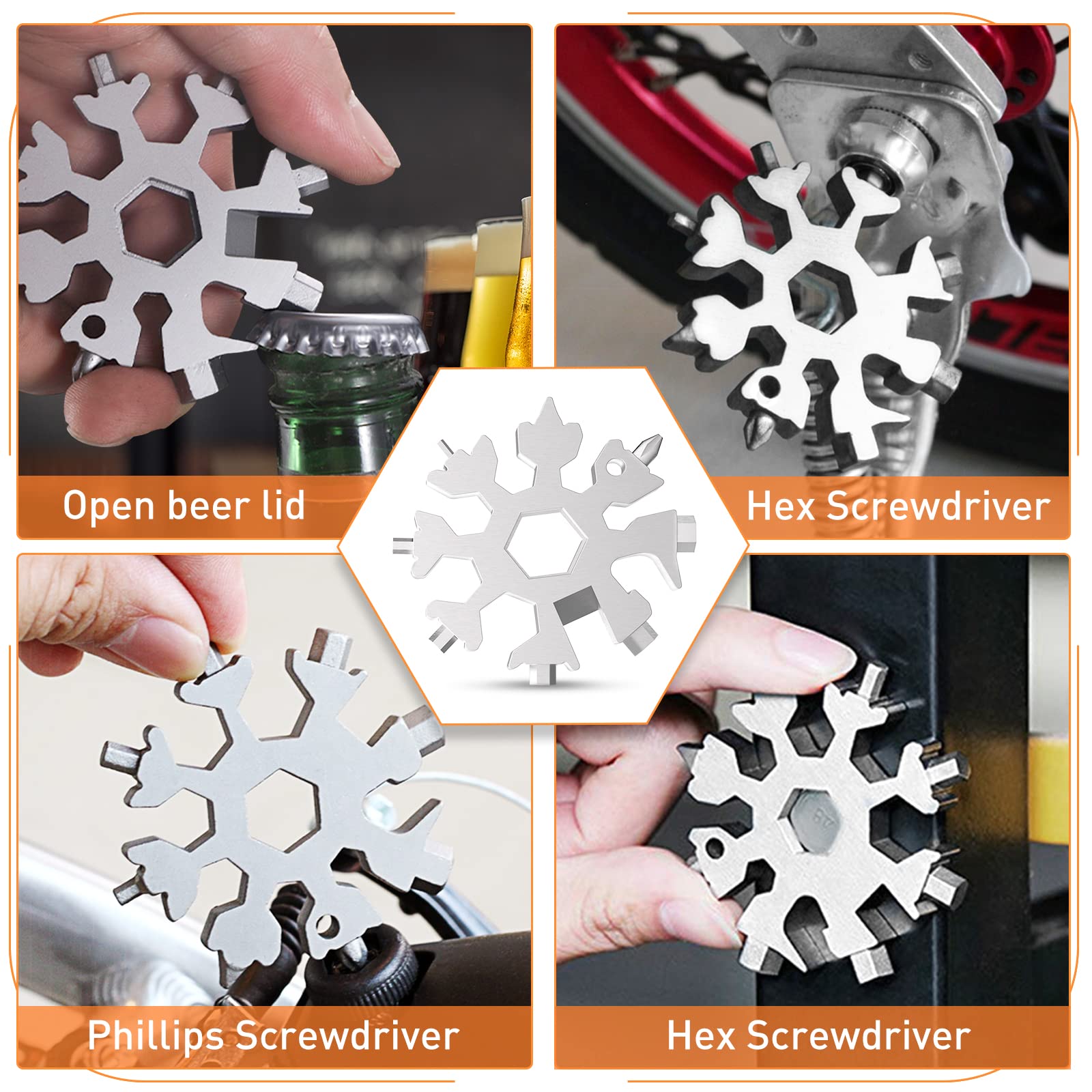 18-in-1 Snowflake Multitool for Men - Premium Stocking Stuffer Gift for Dad, Husband & Boyfriend | Christmas Gadgets, Cool Tools & Practical Gifts for Men Who Have Everything | Perfect for Camping, Hiking, DIY Projects & Everyday Carry