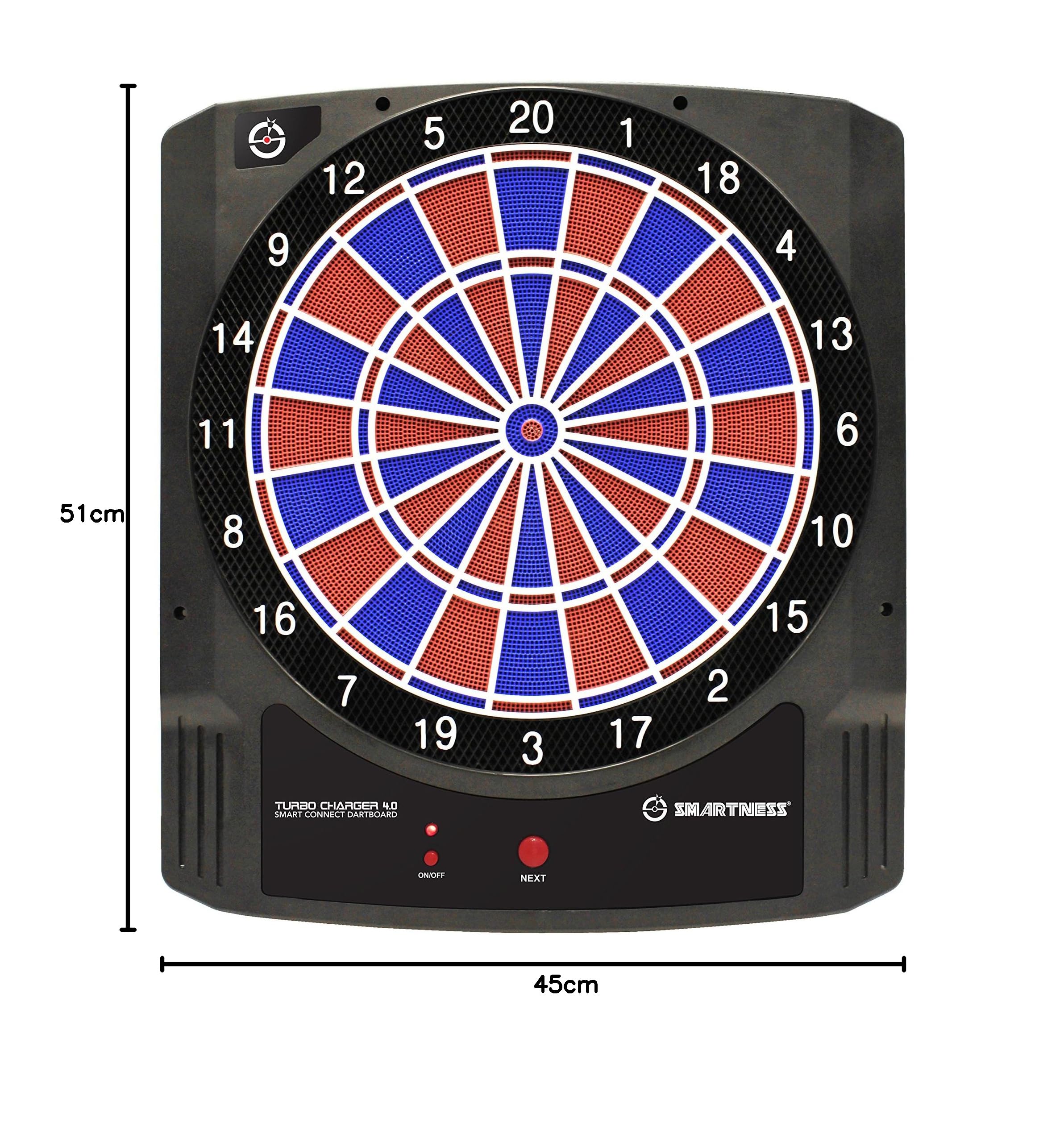 Smartness Carromco 94014 Electronic Dartboard with Turbo Charger - Bluetooth App Connectivity for Score Tracking | Perfect for Home Game Rooms, Bars & Family Game Nights