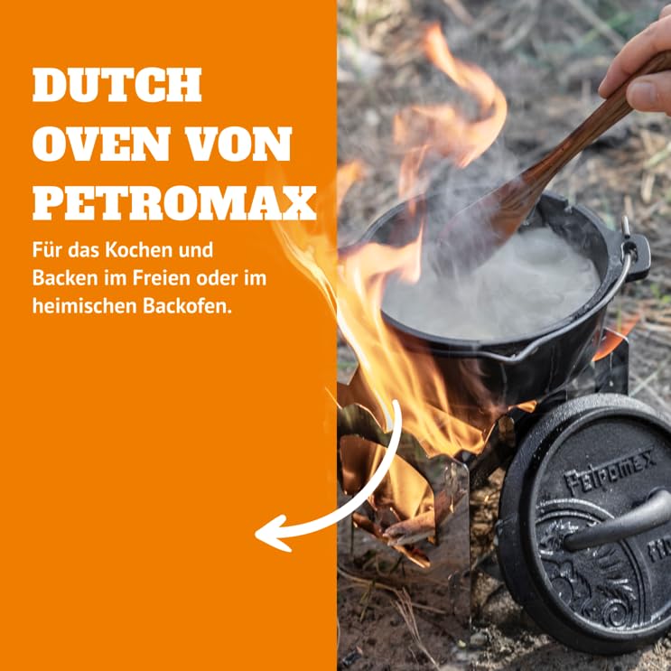 **Petromax Pre-Seasoned Cast Iron Dutch Oven – 5.8 Quart Camping & Kitchen Cookware for Even Heat Distribution – Perfect for Outdoor Campfire Cooking, Baking, and Home Kitchen Use**    *(Ideal for Stews, Bread, Roasts, and Dutch Oven Recipes – Great for Camping, Backyard BBQs, and Homemade Meals!)*