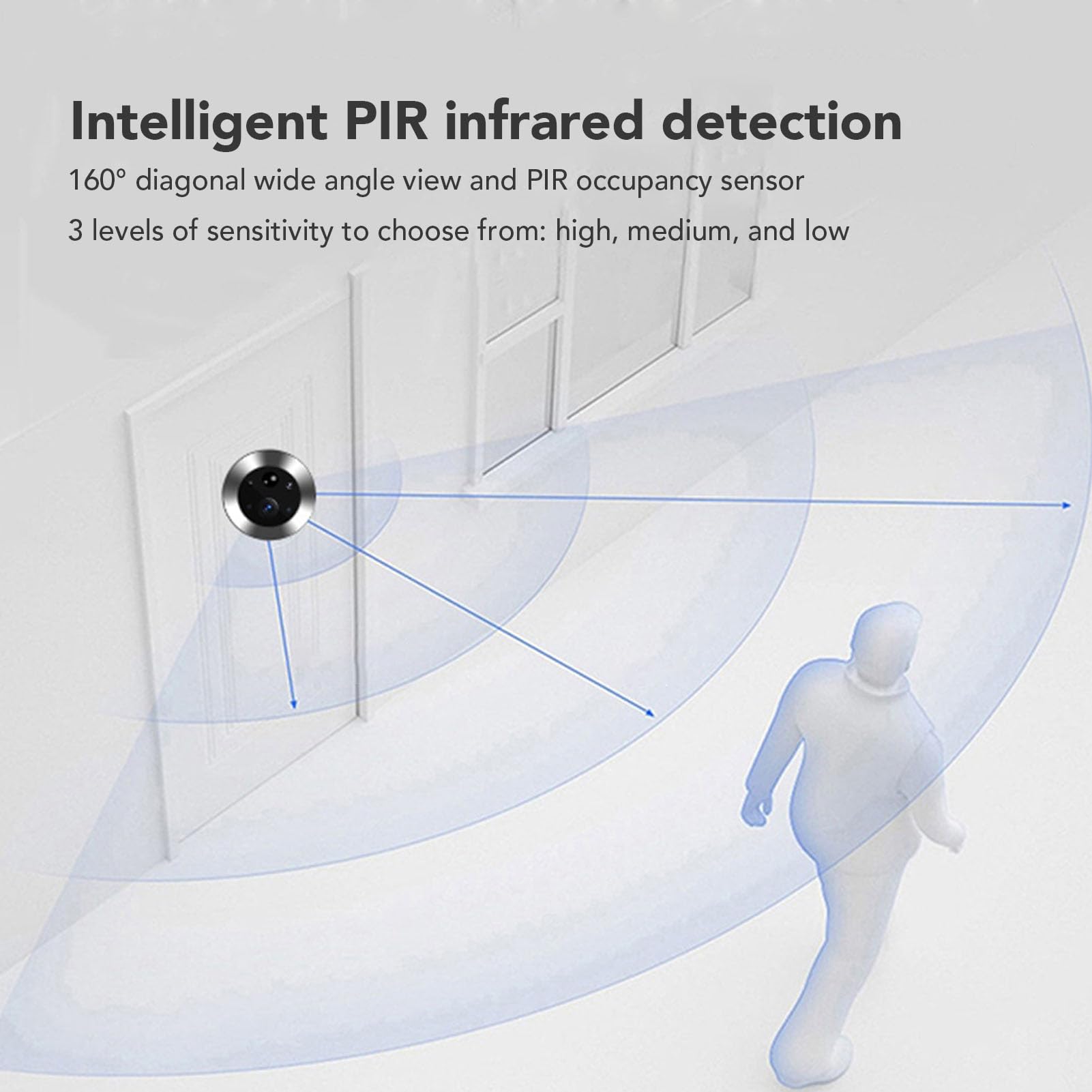 Yunseity 3MP 1080P Smart Video Door Peephole Camera with PIR Motion Detection & Night Vision - 4.3inch Visual Door Viewer for Apartments - Monitor Visitors & Enhance Home Security (Ideal for Front Doors, Rental Units & Smart Homes)
