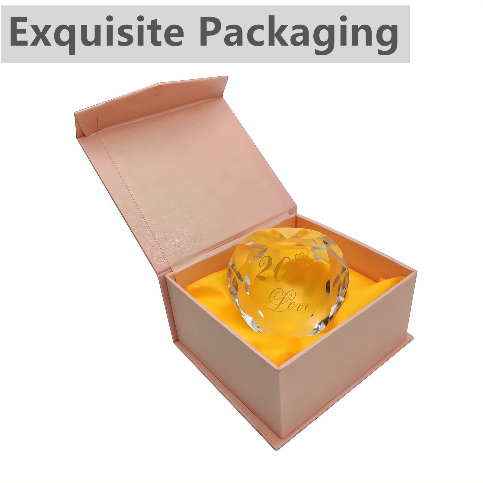 20th Anniversary Crystal Gifts for Couples - Romantic Wedding & Valentines Day Presents for Husband, Wife, Boyfriend or Girlfriend - Elegant 20 Year Marriage Keepsake for Him & Her - Perfect for Anniversaries, Engagements & Special Occasions