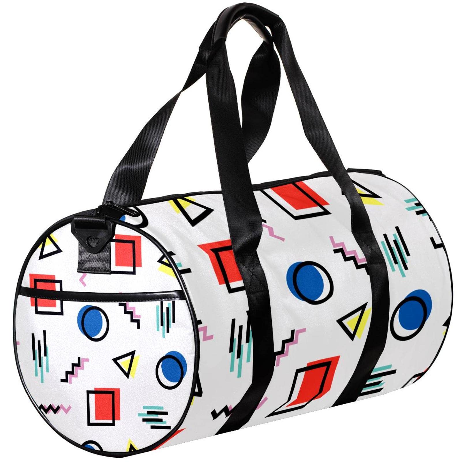 Vintage 90s Memphis Pattern Small Travel Duffel Bag - Waterproof Canvas Gym Bag for Sports, Workout & Weekend Getaways - Perfect Carry-On Luggage for Men & Women