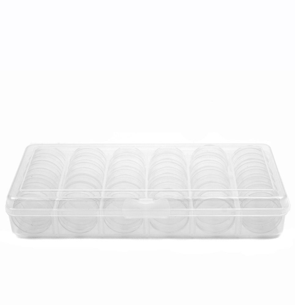 Paylak 42-Piece Clear Round Storage Box Divider Tray - Multi-Compartment Organizer for Jewelry, Beads, Crafts & Small Items - Perfect for Home, Office & Workshop Organization