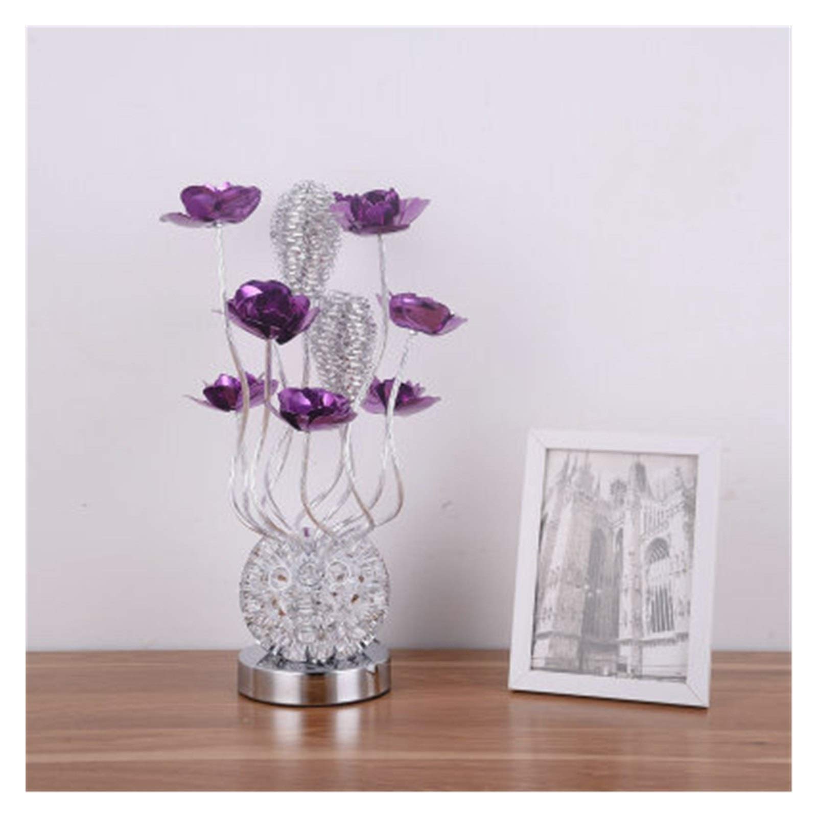 Fuxwlgs Creative LED Desk Lamp - Adjustable Aluminum Rose Light for Bedroom, Bedside, Office, Wedding & Party Decoration (40cm Purple Lampshade) - Perfect for Reading, Studying & Home Decor