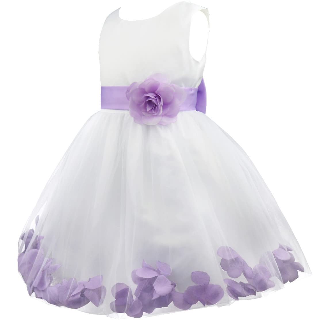 **Elegant Flower Girl Dress with Tulle Petals - Maxi Skirt for Kids Girls, Wedding Bridesmaid Dress, Formal Event & Pageant Party Ball Gown - Perfect for Weddings, First Communion, Birthday Parties & Special Occasions**