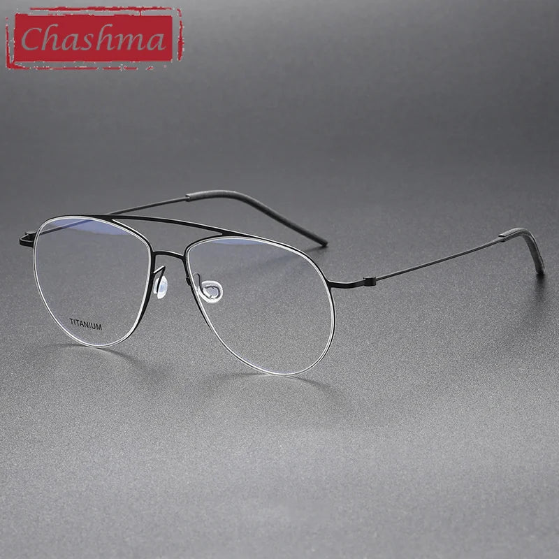 Titanium Eyeglasses for Men - Full Rim Oval Double Bridge Frame 45507 | Lightweight & Durable | Perfect for Work, Reading & Everyday Use