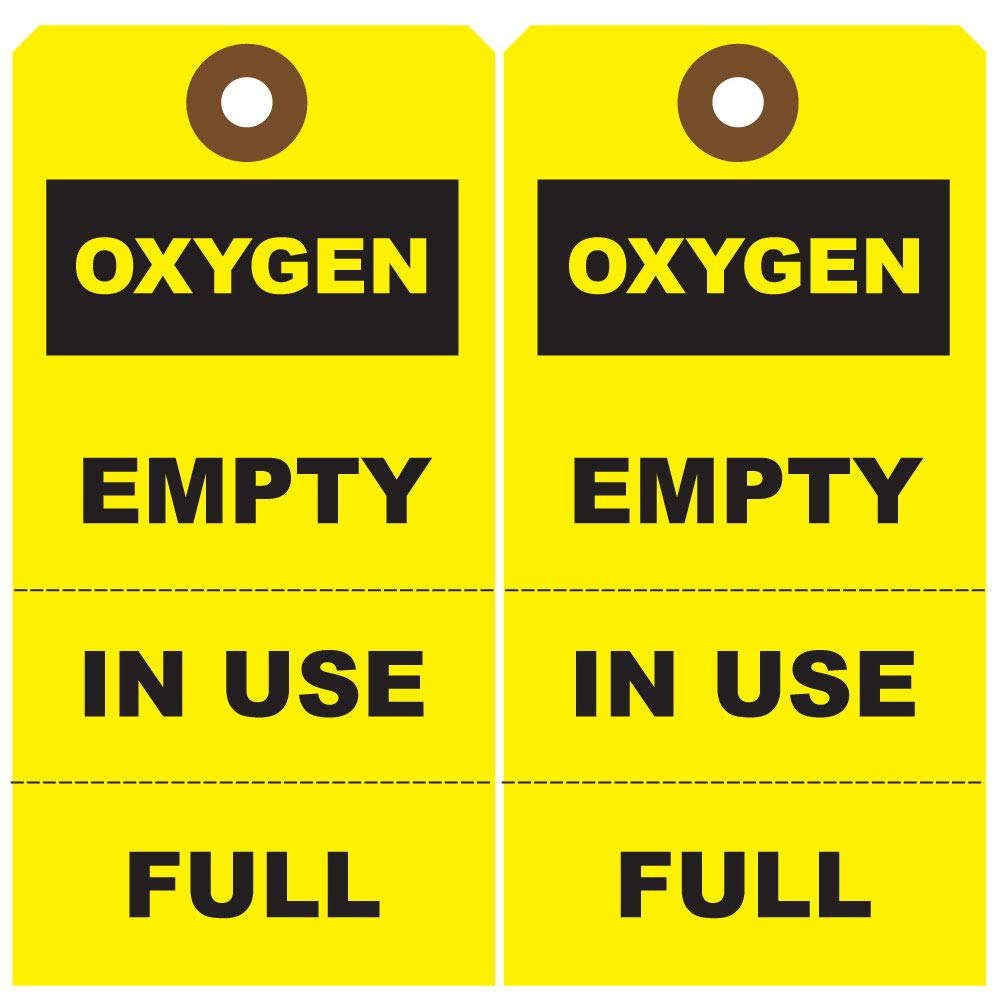 25-Pack Oxygen Gas Cylinder Tags - Full/In Use/Empty Labels for Industrial, Medical & Welding Safety