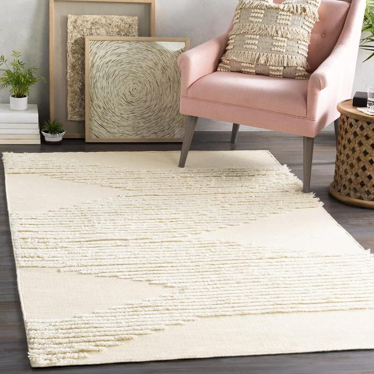 Mark&Day 3x5 Dominique Bohemian Global Cream Area Rug - Soft Non-Slip Living Room Carpet, Bedroom Rug, Kitchen Mat (3' x 5') - Perfect for Boho Home Decor, Apartment Flooring & Cozy Spaces