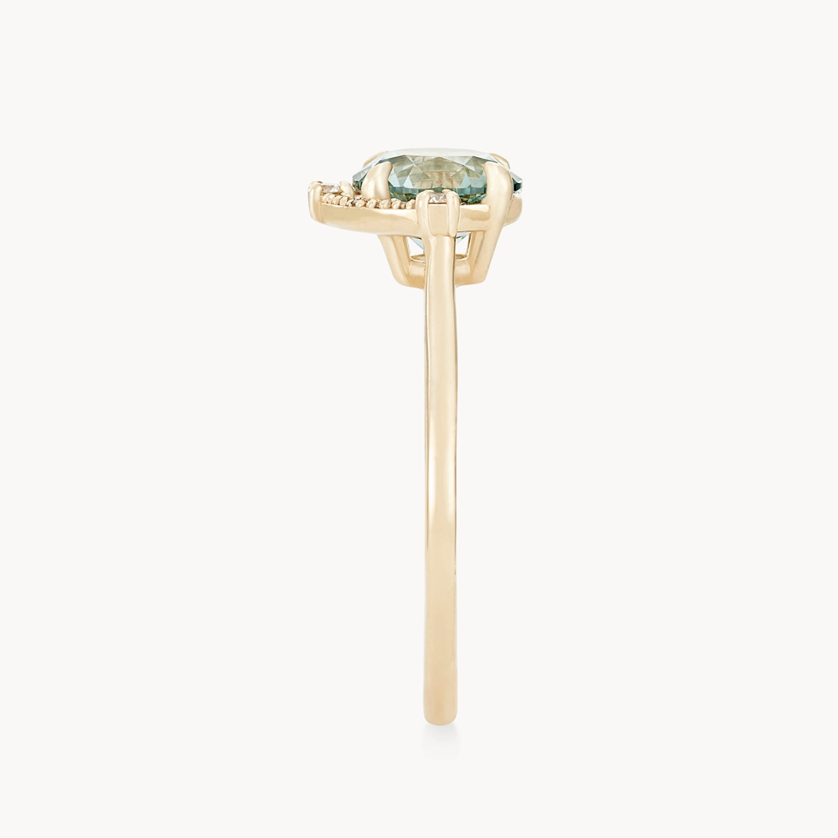 14K Yellow Gold Icy Blue Sapphire Ring – Unique Luminous Night Jewelry for Women | Perfect for Evening Parties, Weddings & Special Occasions