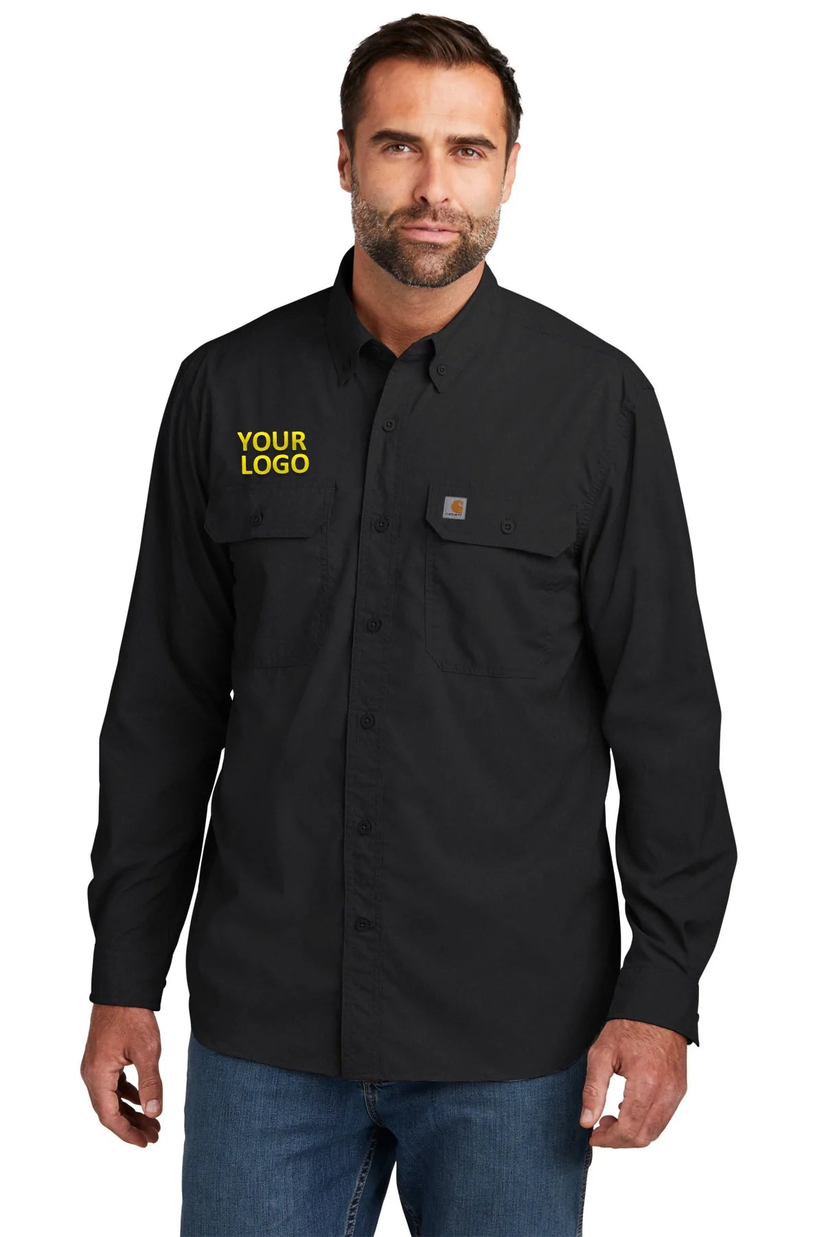 Carhartt Force Long Sleeve Work Shirts for Men - Durable Cotton T-Shirt with Moisture Wicking Technology - Perfect for Construction, Landscaping & Outdoor Work (Black)