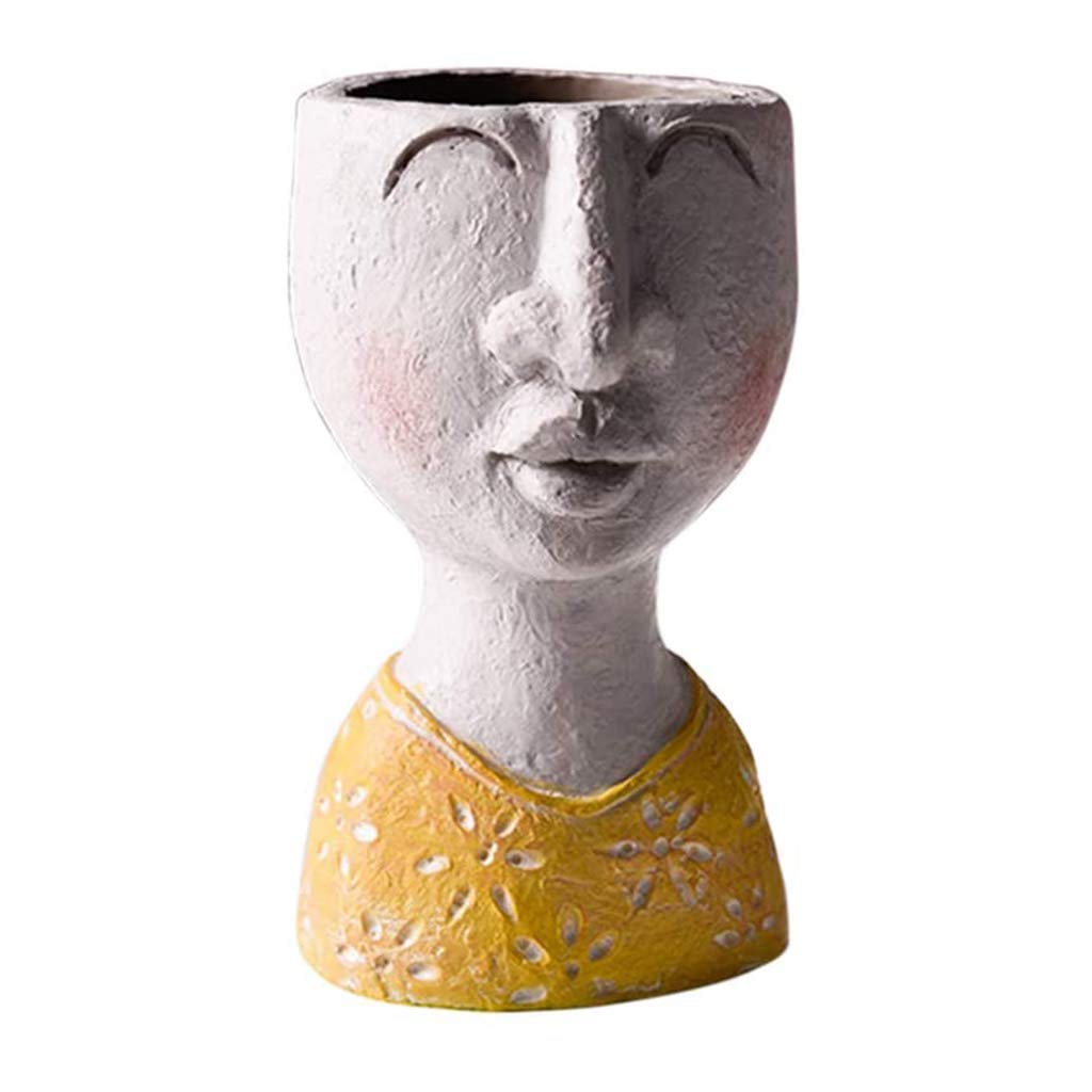 Handmade Resin Face Sculpture Flower Pot Vase - Artistic Portrait Planter for Home & Garden Decor | Perfect for Indoor Plants, Succulents, and Tabletop Displays
