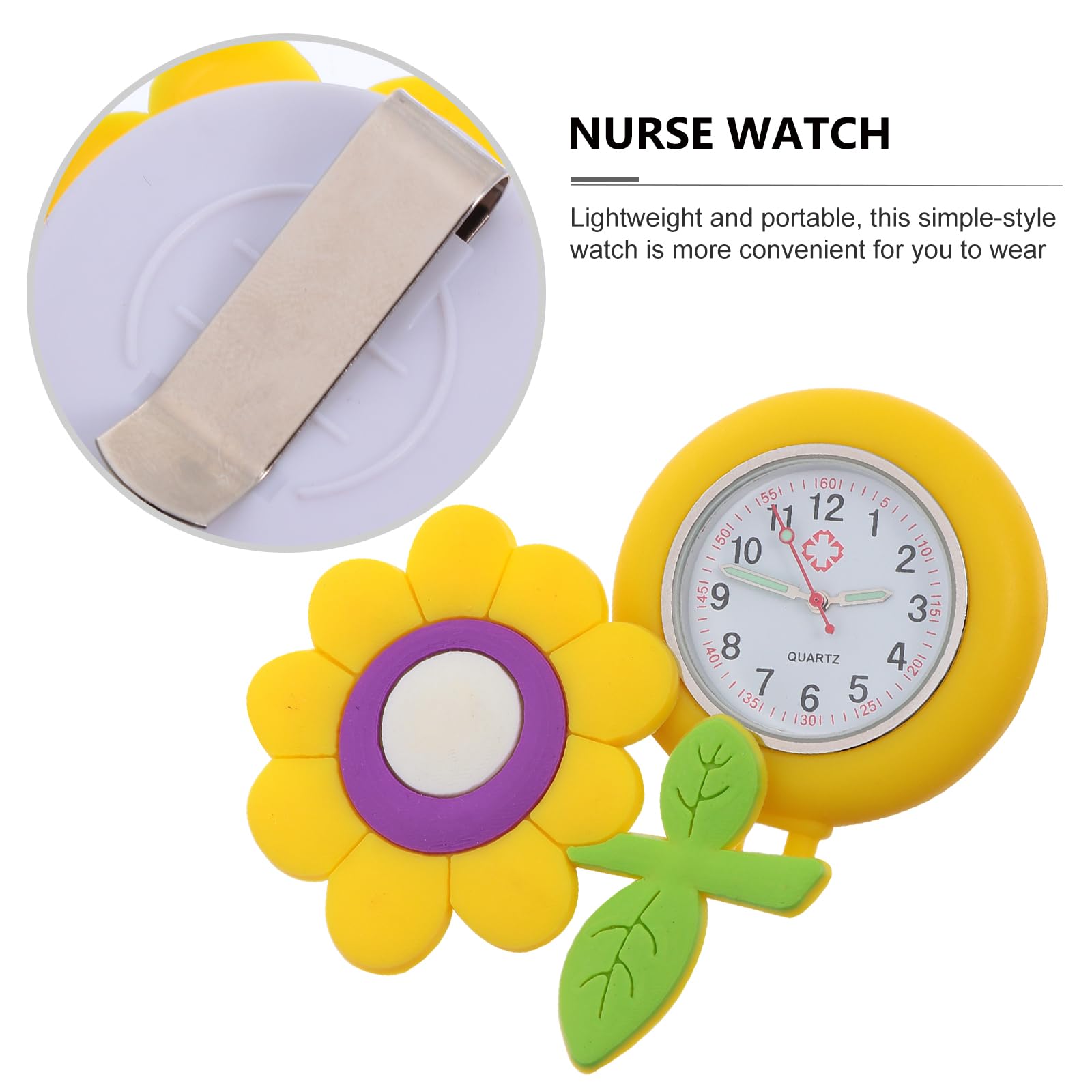 Retractable Nurse Watch with Luminous Hands - Cute Sunflower Design for Nurses & Medical Professionals