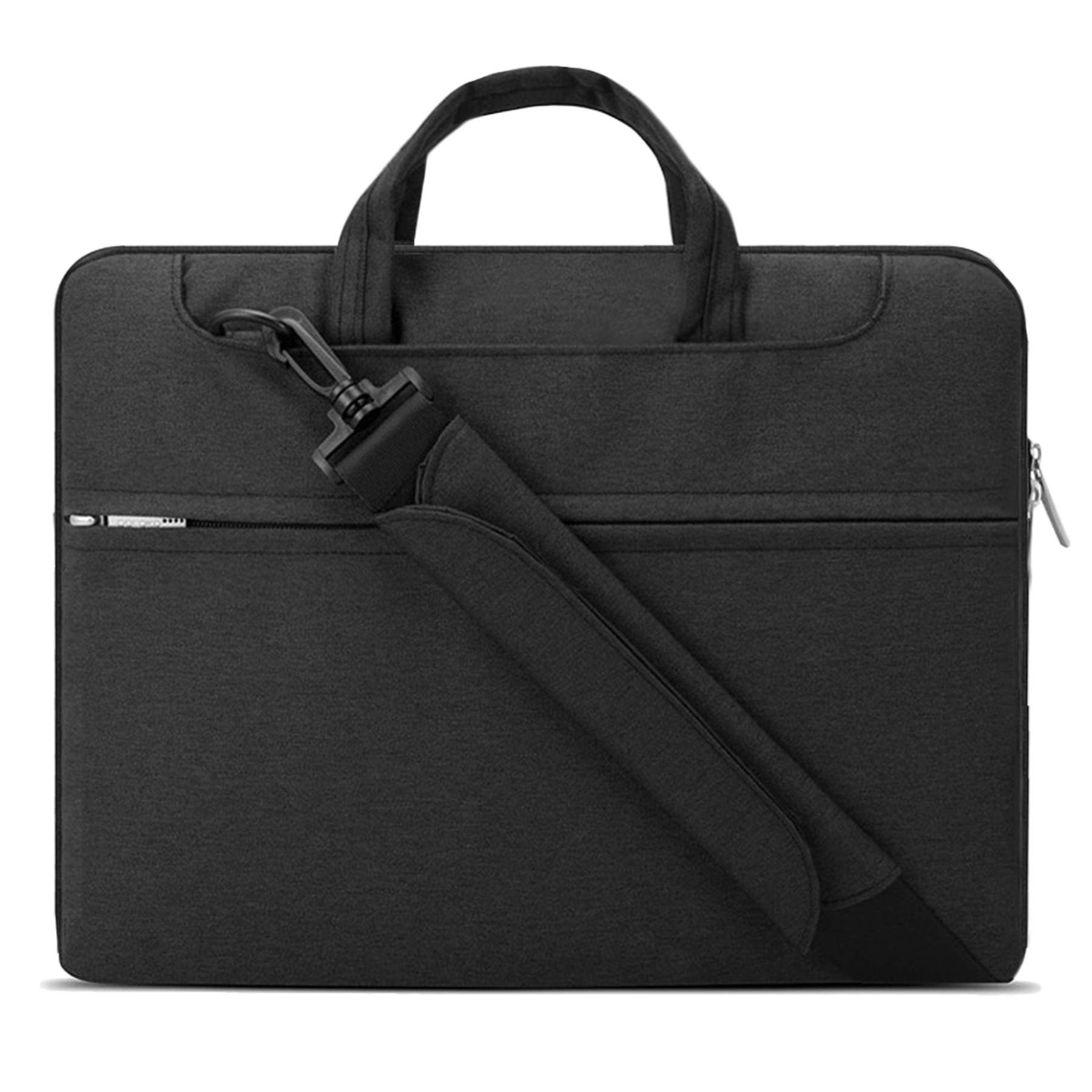 Lacdo 13 Inch Laptop Sleeve Case - Compatible with MacBook Pro 2012-2015, MacBook Air A1466 A1369 2010-2017, Asus Zenbook 13, HP Dell Acer Lenovo Chromebook & Surface Book 3/2/1 - Protective Shoulder Bag for Travel, Work & School - Black
