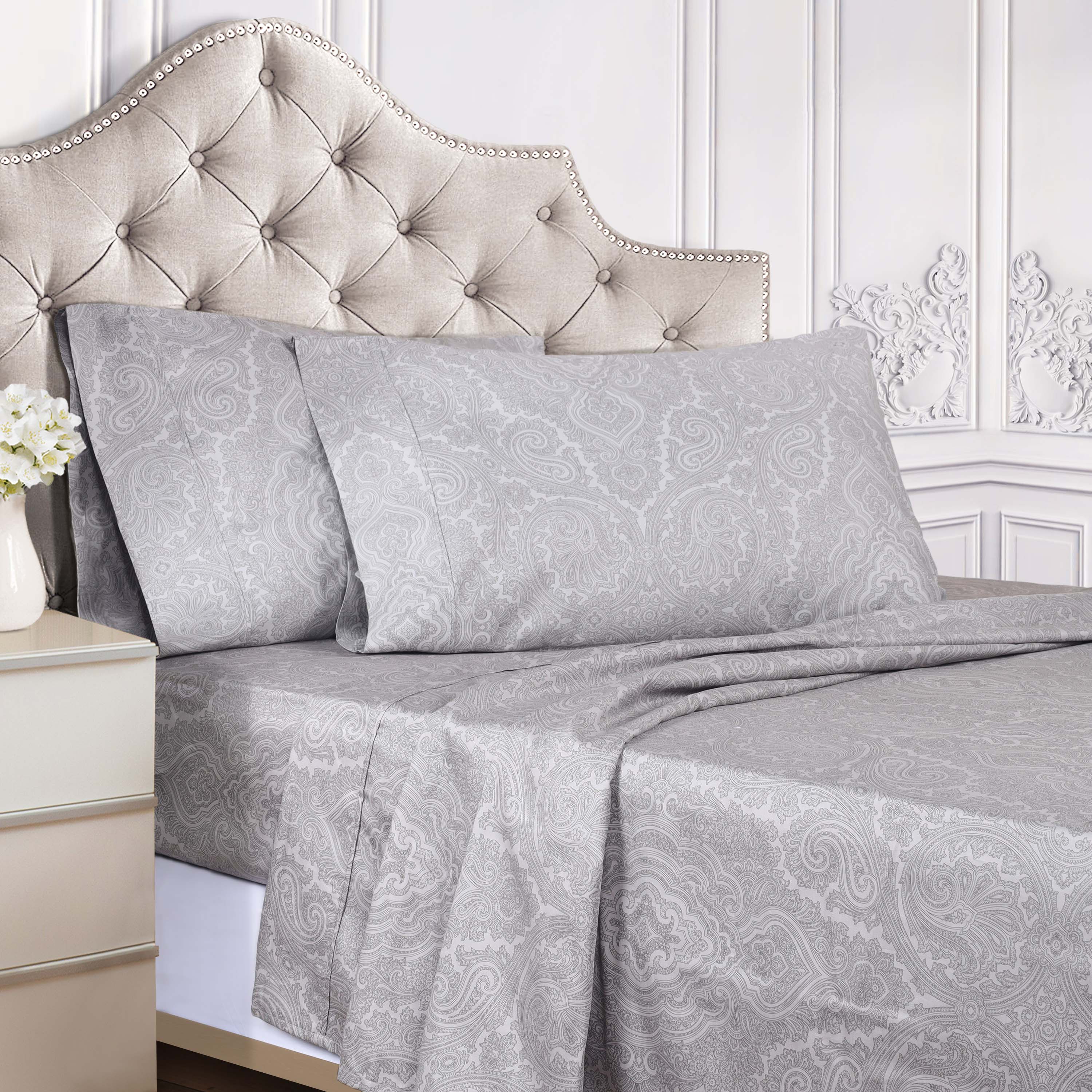 Italian Paisley 600 Thread Count Cotton Blend Deep Pocket Sheet Set - Ultra Soft Bedding for Queen & King Size Beds - Perfect for Luxury Hotels, Guest Rooms & Master Bedrooms