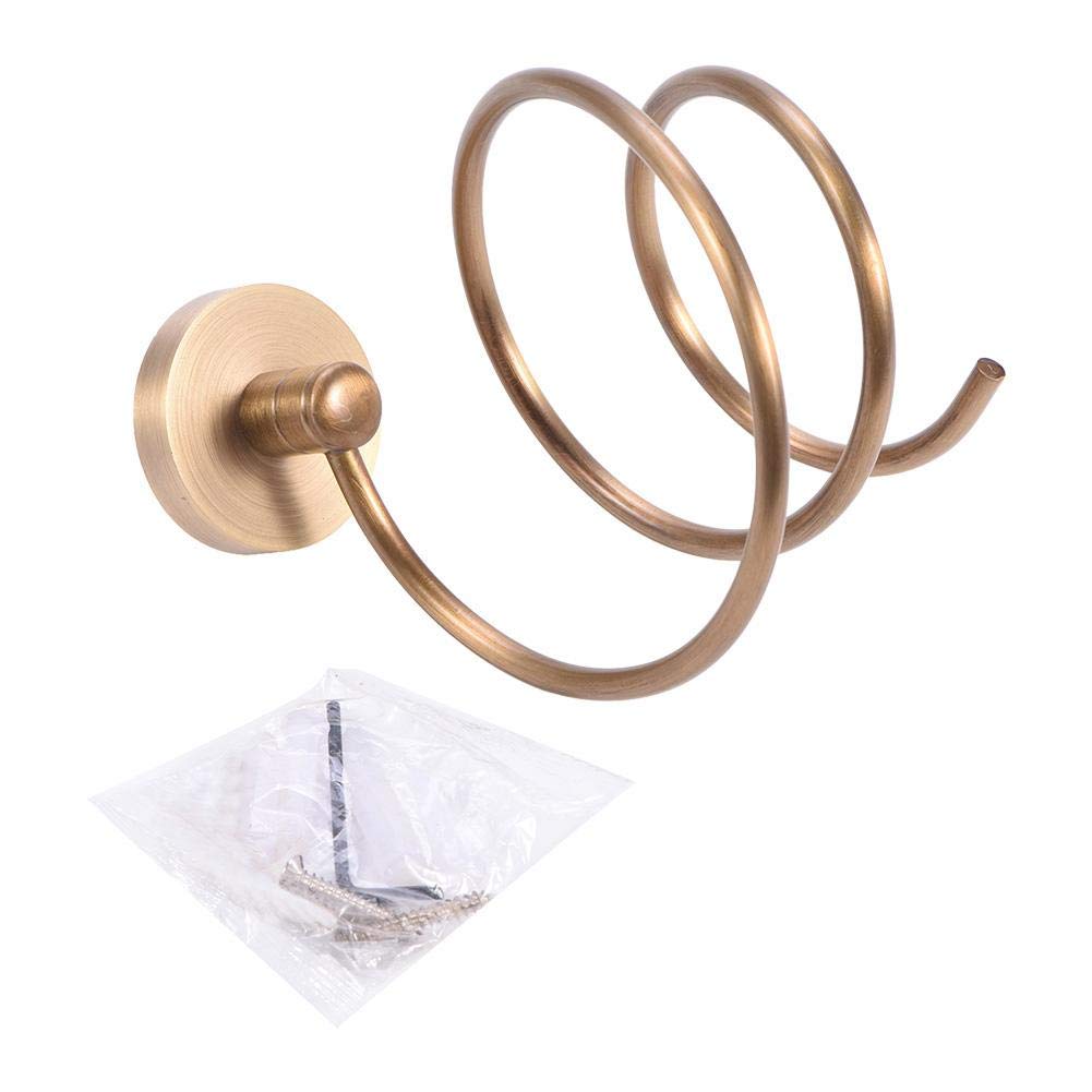 Zerodis Antique Solid Brass Wall Mount Hair Dryer Holder - Bathroom Organizer Shelf for Hair Blower Storage, Home Use Convenient Household Rack - Perfect for Small Bathrooms, Salons & Vanity Organization