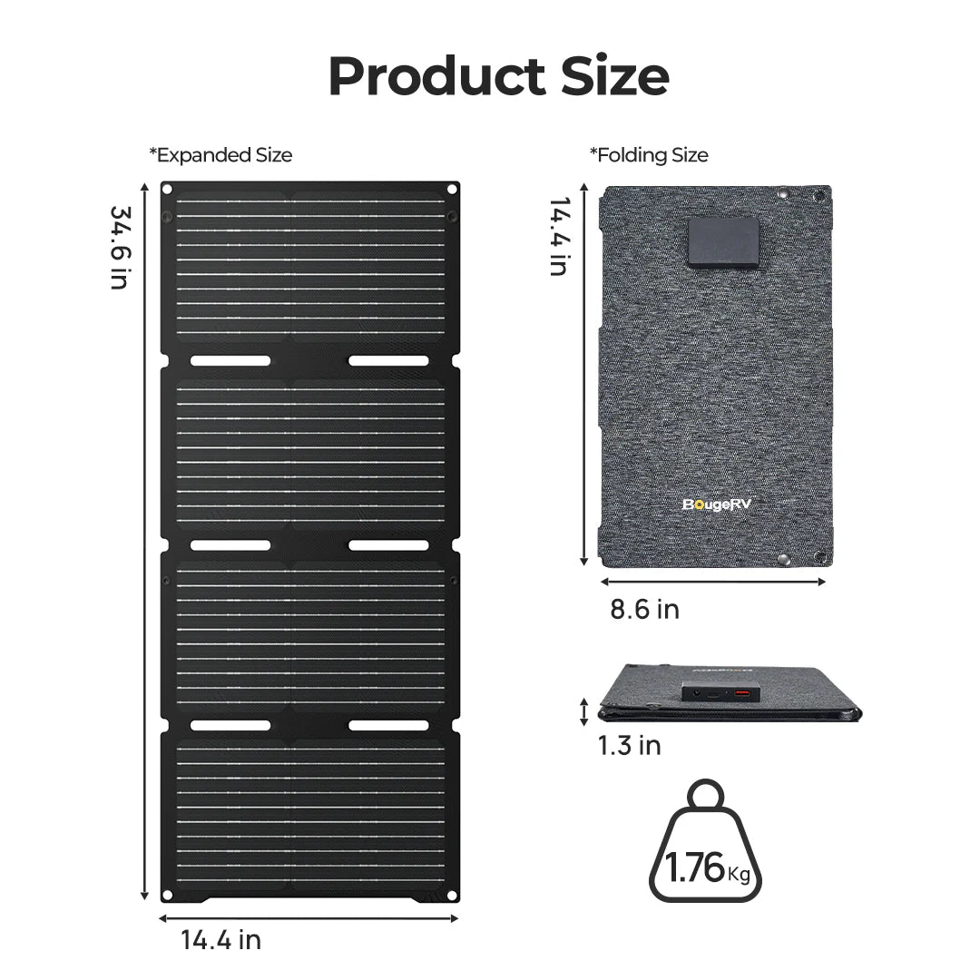 BougeRV 50W Flexible Solar Panel - Portable & Lightweight Fiberglass Solar Charger for RV, Boat, Camping, Off-Grid Power Supply - Perfect for Outdoor Adventures, Emergency Backup & Mobile Charging