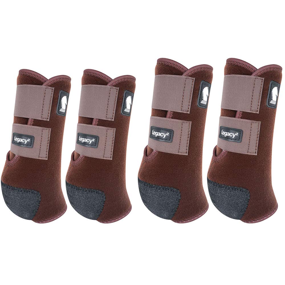 Classic Equine Large Legacy2 Horse Sports Boots - Front & Hind Leg Protection (4-Pack, Chocolate Brown) - Perfect for Jumping, Dressage & Training Sessions