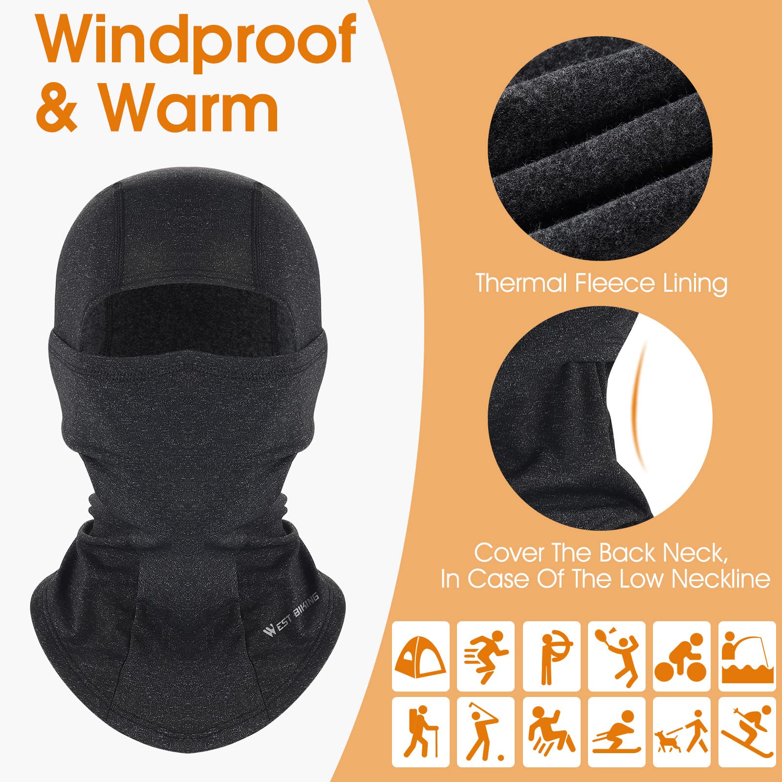 WESTGIRL Balaclava Winter Ski Mask - Windproof Thermal Fleece Face Cover for Cold Weather | Perfect for Skiing, Snowboarding, Cycling & Outdoor Winter Sports | Stay Warm During Hiking, Motorcycling & Snow Activities