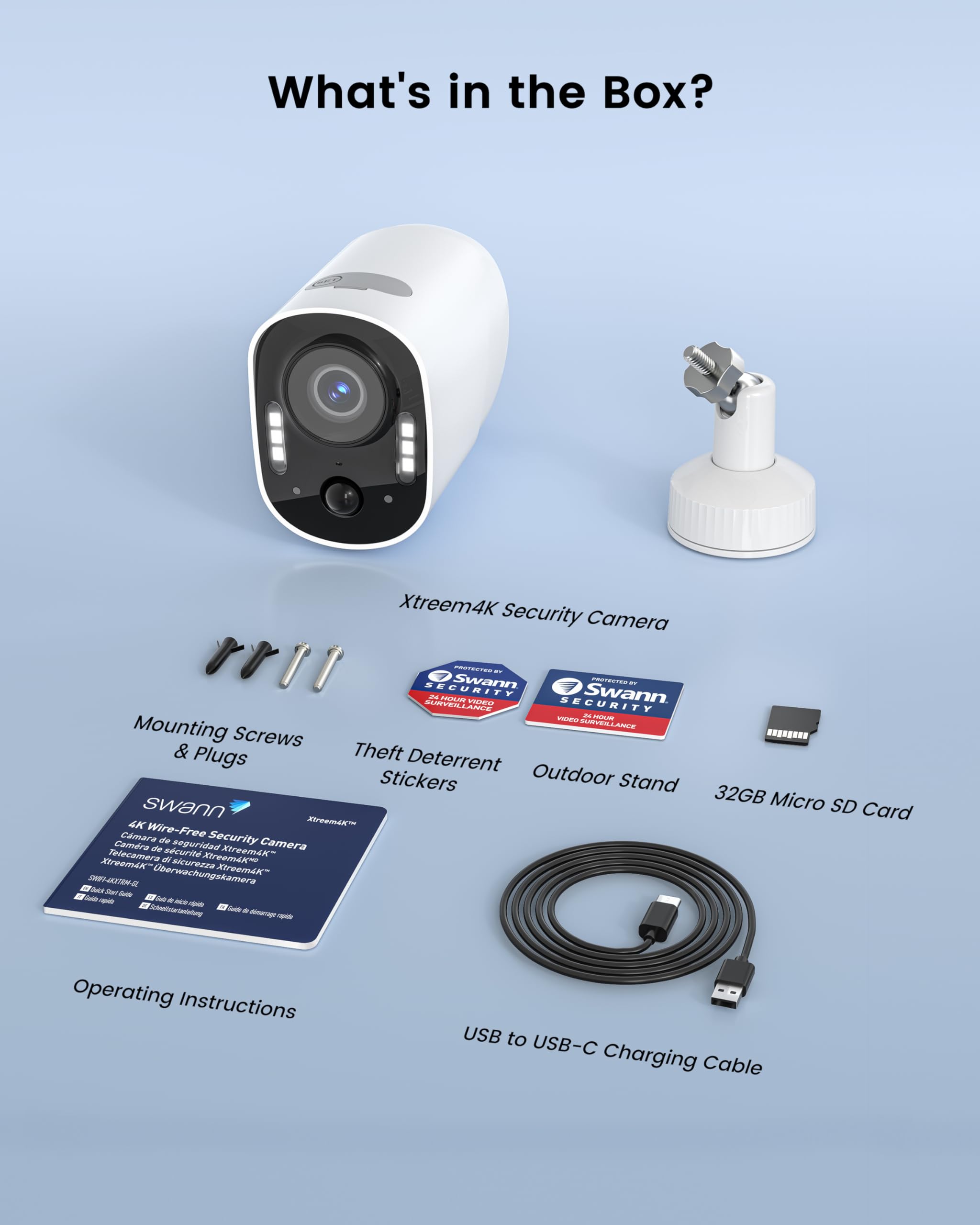 Swann Xtreem 4K Wireless Security Camera with 32GB Micro SD & Cloud Storage - Indoor/Outdoor WiFi Surveillance System, 2-Way Audio, No Monthly Fees - Ideal for Home Security, Baby Monitoring, Pet Watching & Business Protection (4KXTRM-GL)