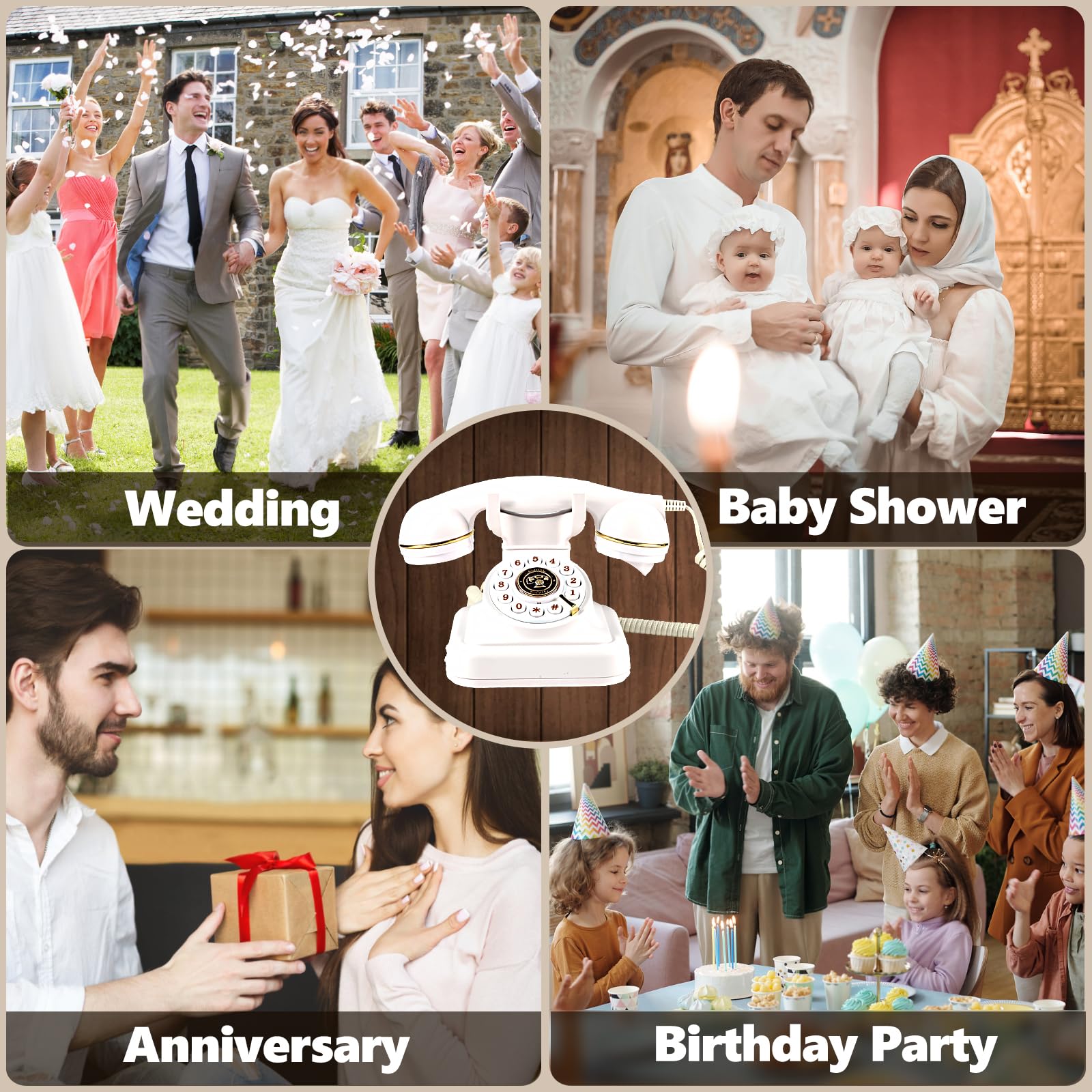 Audio Guest Book Wedding Phone - Record Audio Messages for Guestbook Alternative | Perfect for Weddings, Birthdays, Baby Showers & Anniversaries (White) | Create Lasting Memories with Voice Recordings at Special Events