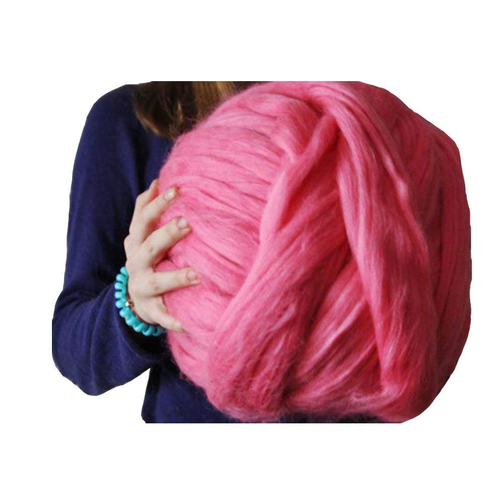 Clootess Bulky Chunky Yarn - 11 lbs Big Roving Wool for Hand Knitting, DIY Crochet, Sofa & Bed Throw Blankets (Rose Red) - Perfect for Cozy Home Decor and Winter Crafts