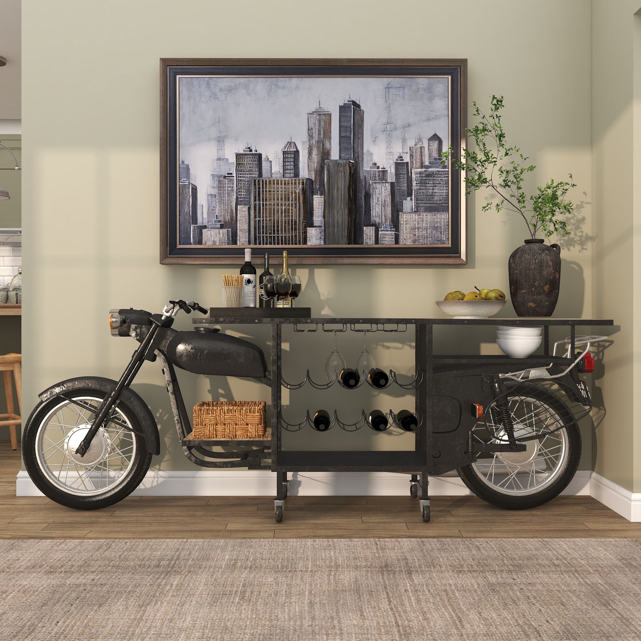 Andres Black Bar Unit - Modern Home Bar Cabinet for Living Room, Kitchen & Dining Room - Perfect for Entertaining & Storage