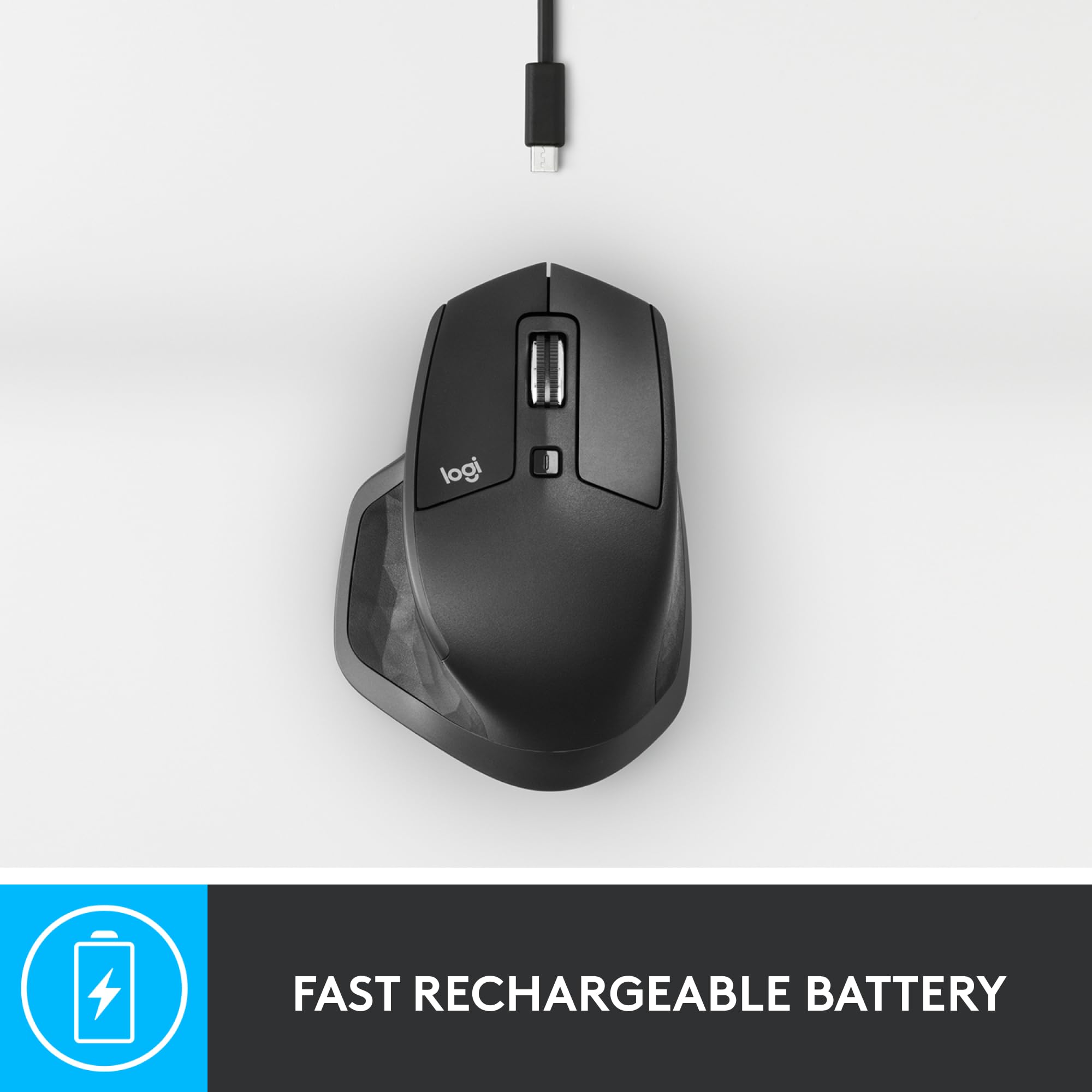 Logitech MX Master 2S Wireless Bluetooth Mouse - Ergonomic Rechargeable Mouse with Hyper-Fast Scrolling, Multi-Device Control (3 Computers), Works on Any Surface - Graphite - Perfect for Office Work, Graphic Design & Gaming