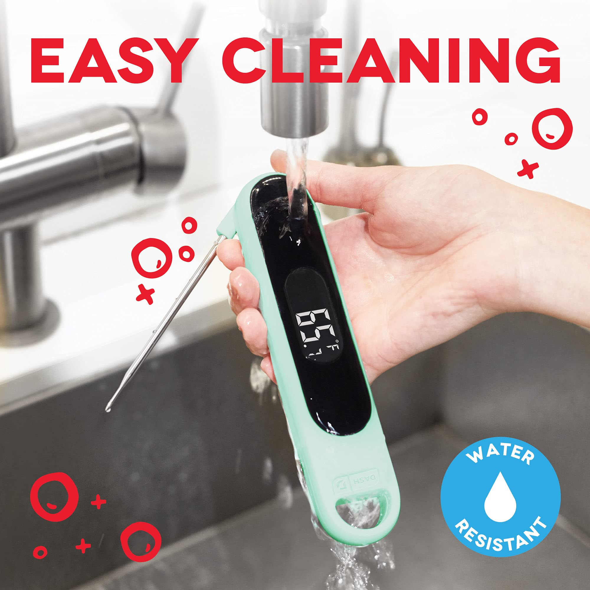 Dash Precision Quick-Read Digital Meat Thermometer - Waterproof Instant Read Cooking Thermometer with LCD Display for BBQ, Grilling, Baking & Sous Vide - Perfect for Chicken, Steak, Turkey, Seafood & More - Includes Batteries (Ideal for Home Kitchens, Outdoor Cooking & Professional Chefs)