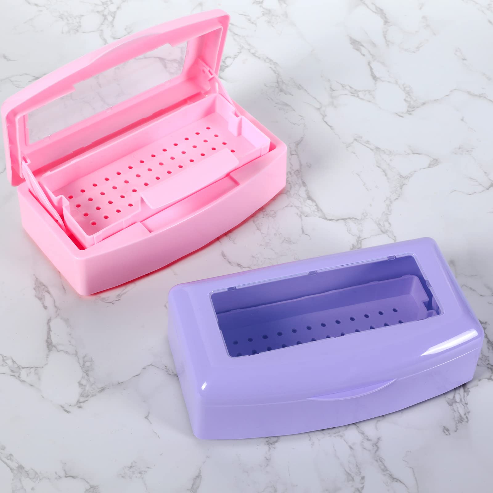 Barbicide Sterilization Tray - Clear Plastic Disinfecting Tray with Pink Lid for Nail Tools, Tweezers & Salon Equipment | Salon, Spa & Barber Shop Organizer for Sanitizing Manicure & Hair Tools