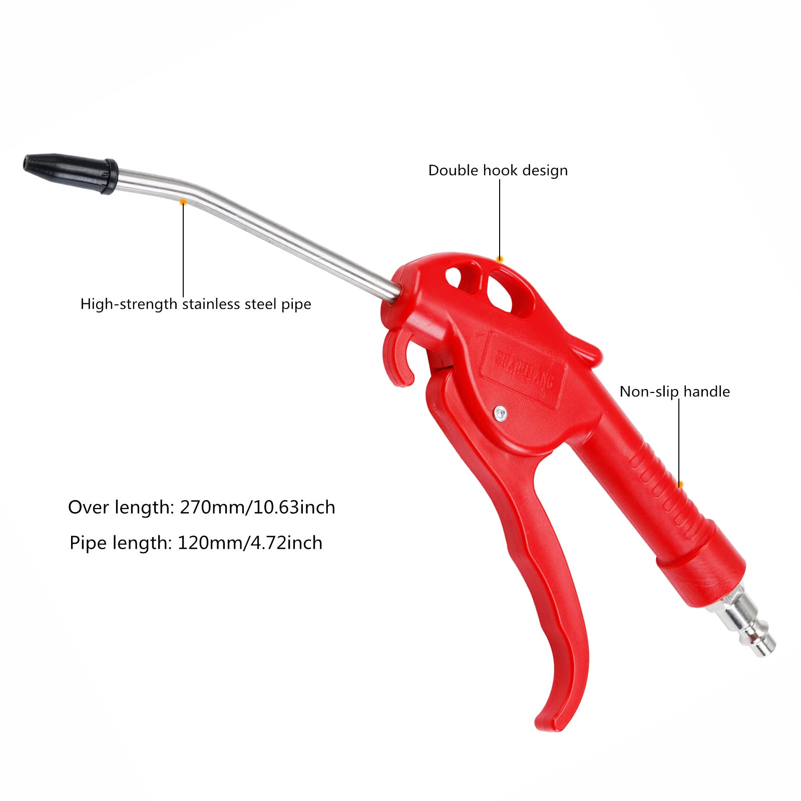 High Flow Air Blow Gun with Angled Bent Nozzle for Compressor - Powerful Dust Cleaning Tool for Workshop, Garage & DIY Projects