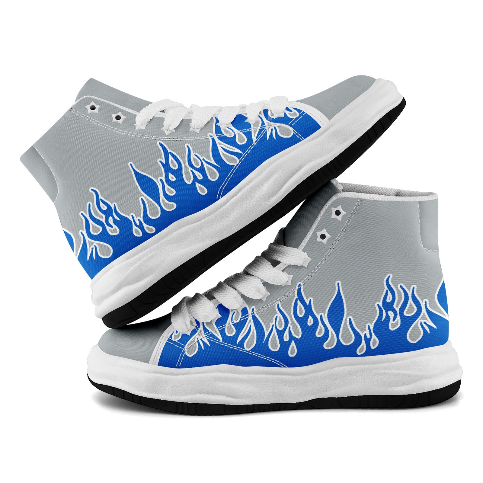 Custom Gray Blue Detroit Firesoul Shoes - Personalized Sneakers for Men & Women | Comfortable Walking & Casual Wear | Size 11 (FN039 D020272) | Perfect for Street Style & Urban Fashion