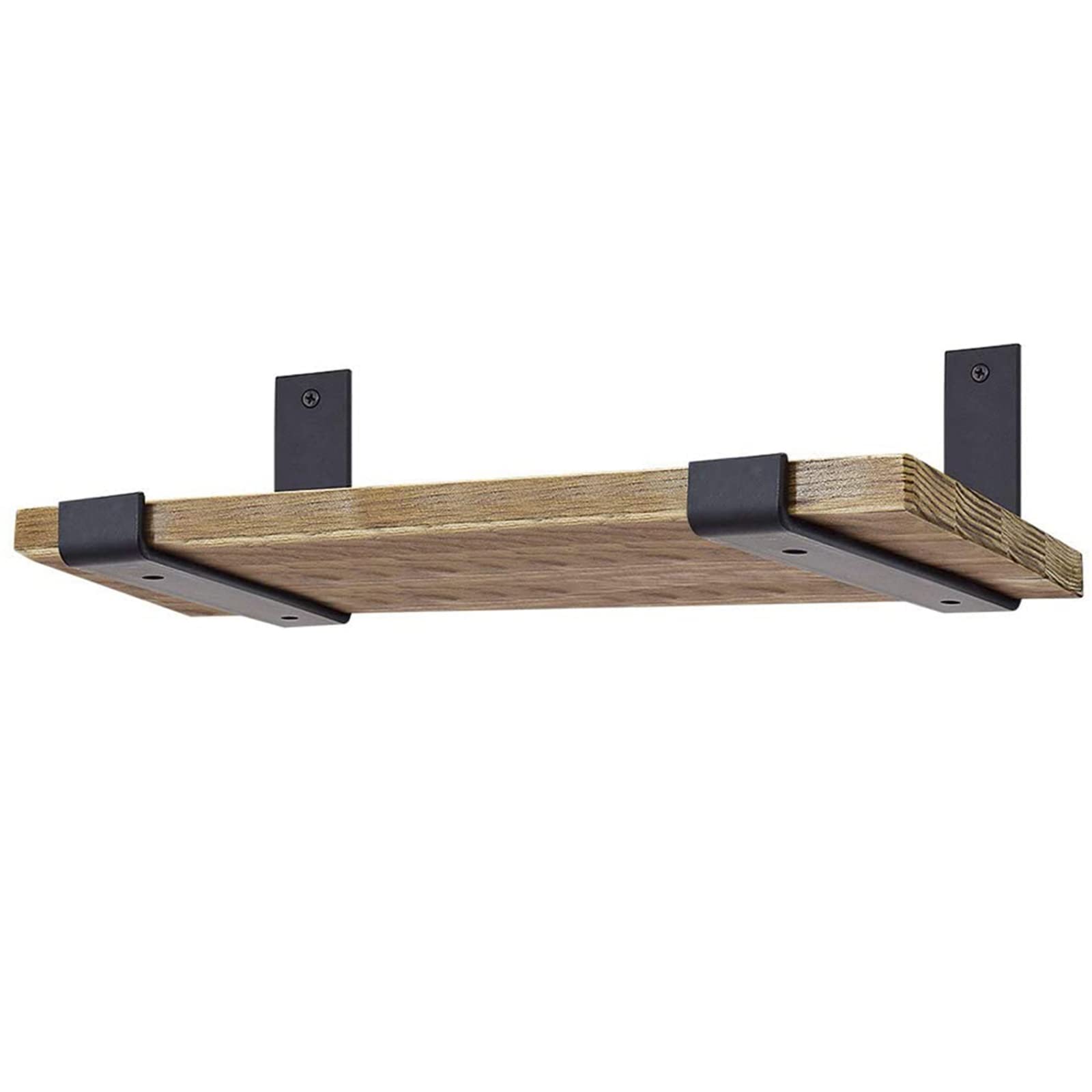 Heavy Duty Black Metal J Shelf Brackets 2 Pack - 25cm(9.8inch) Industrial Wall Mounted Floating Shelf Supports with Lip for DIY Open Shelving - Perfect for Kitchen, Bathroom, Garage and Home Office Storage Solutions
