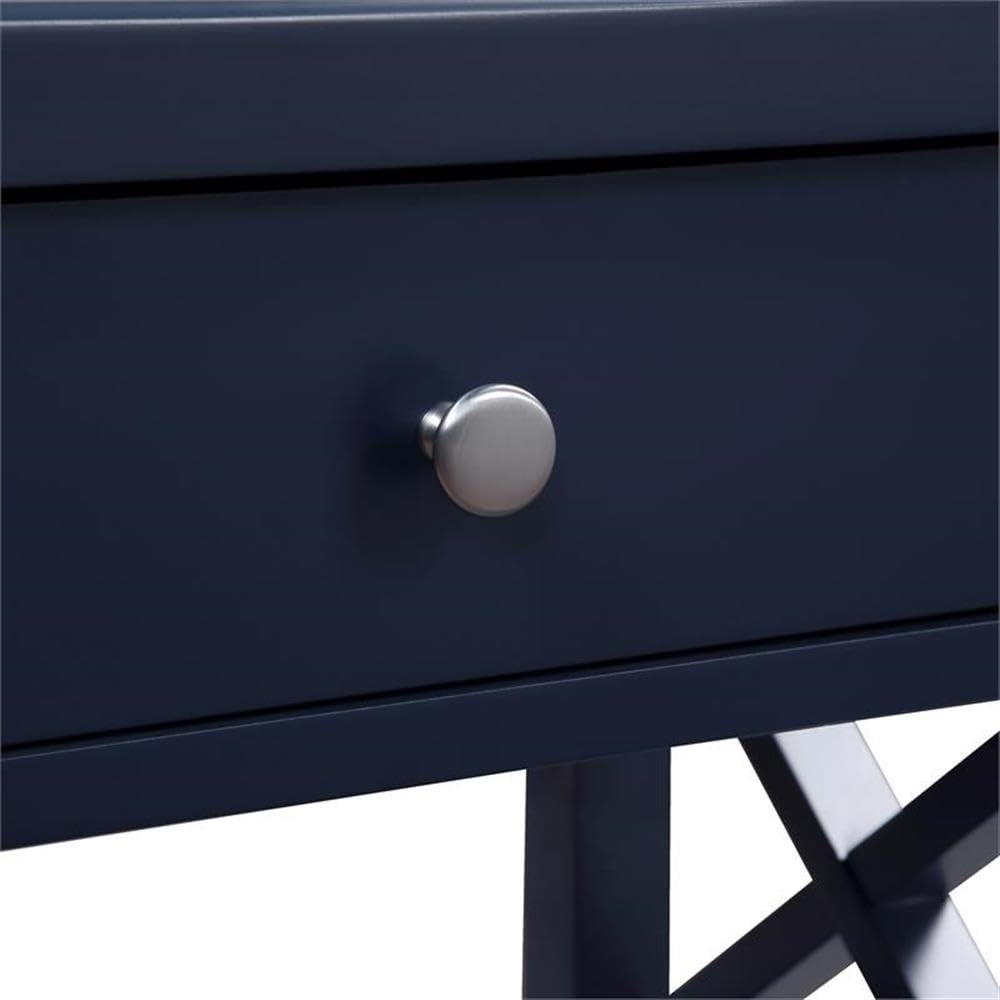 Midnight Blue Wood Nightstand with Drawer and Storage Shelf - Stylish Bedside Table for Bedroom, Living Room, or Office