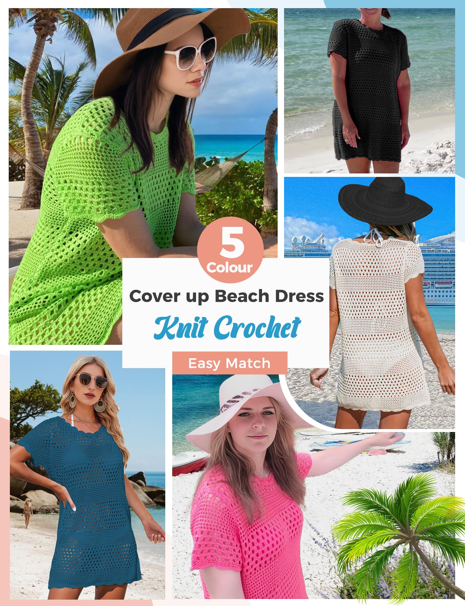 Women's White Crochet Swim Cover Up - Beach Dress Bikini Coverup for Swimsuits & Bathing Suits | Perfect for Poolside, Vacation & Summer Outfits 2025