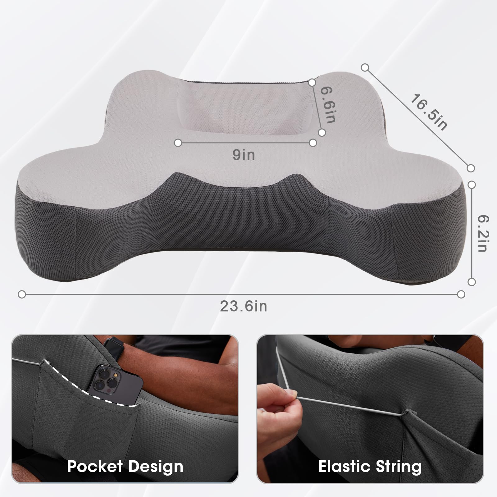 Portable Lap Desk with Cushion - Lightweight Laptop Pillow Stand for Work, Gaming & Study - Perfect for Bed, Couch, Car & Travel - Ergonomic Design (White & Gray)