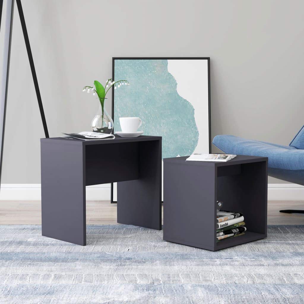 Nordic Style Coffee Table Set of 2 - Modern Minimalist Rectangular Living Room Furniture for Small Spaces, Easy Assembly Home Decor for Apartments & Dorm Rooms