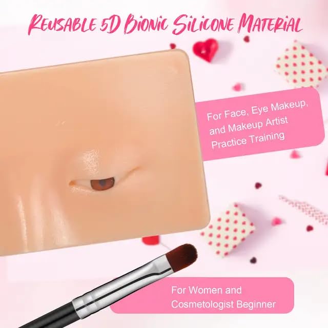 Professional Silicone Makeup Practice Face Board - Realistic Skin Texture for Foundation, Eyeshadow & Lipstick Training - Perfect for Beginner Makeup Artists & Beauty Students - Ideal for Home Practice, Salon Training & Makeup Certification Prep (1-Piece, Skin Tone)