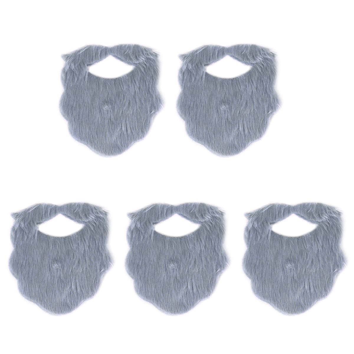 5pcs Fake Mustaches & Beards Set - Halloween Costume Party, Masquerade Props, Festival Supplies (Gray) - Perfect for Cosplay, Themed Parties, and Celebrations