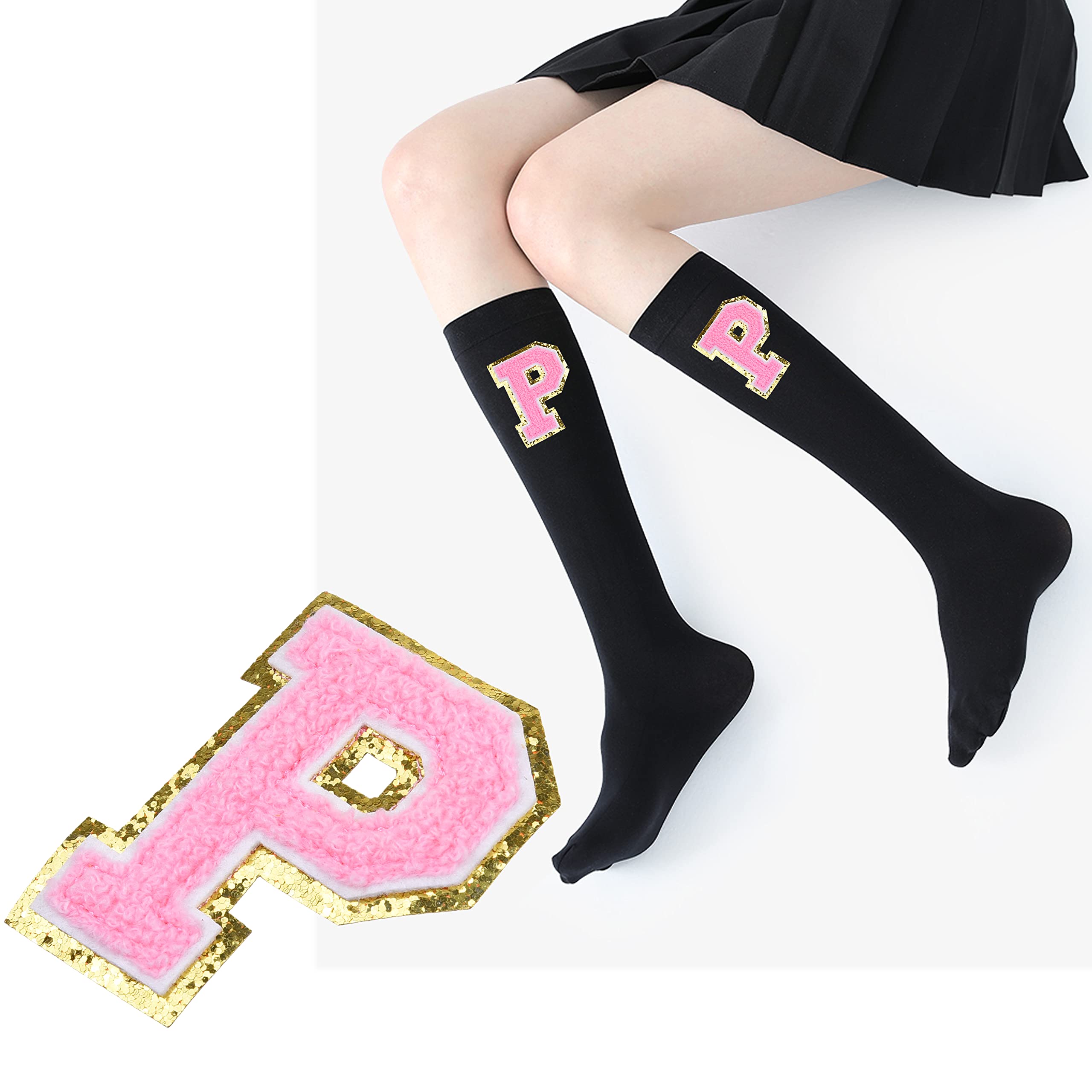 Kare & Kind Iron On Letter Patches - P Alphabet Chenille Embroidered Patches for Clothing, Shirts, Jackets, Bags & Hats - DIY Sewing & Crafting Supplies - Perfect for Customizing Uniforms, Dresses & Handmade Items - Great for School, Sports & Fashion Projects