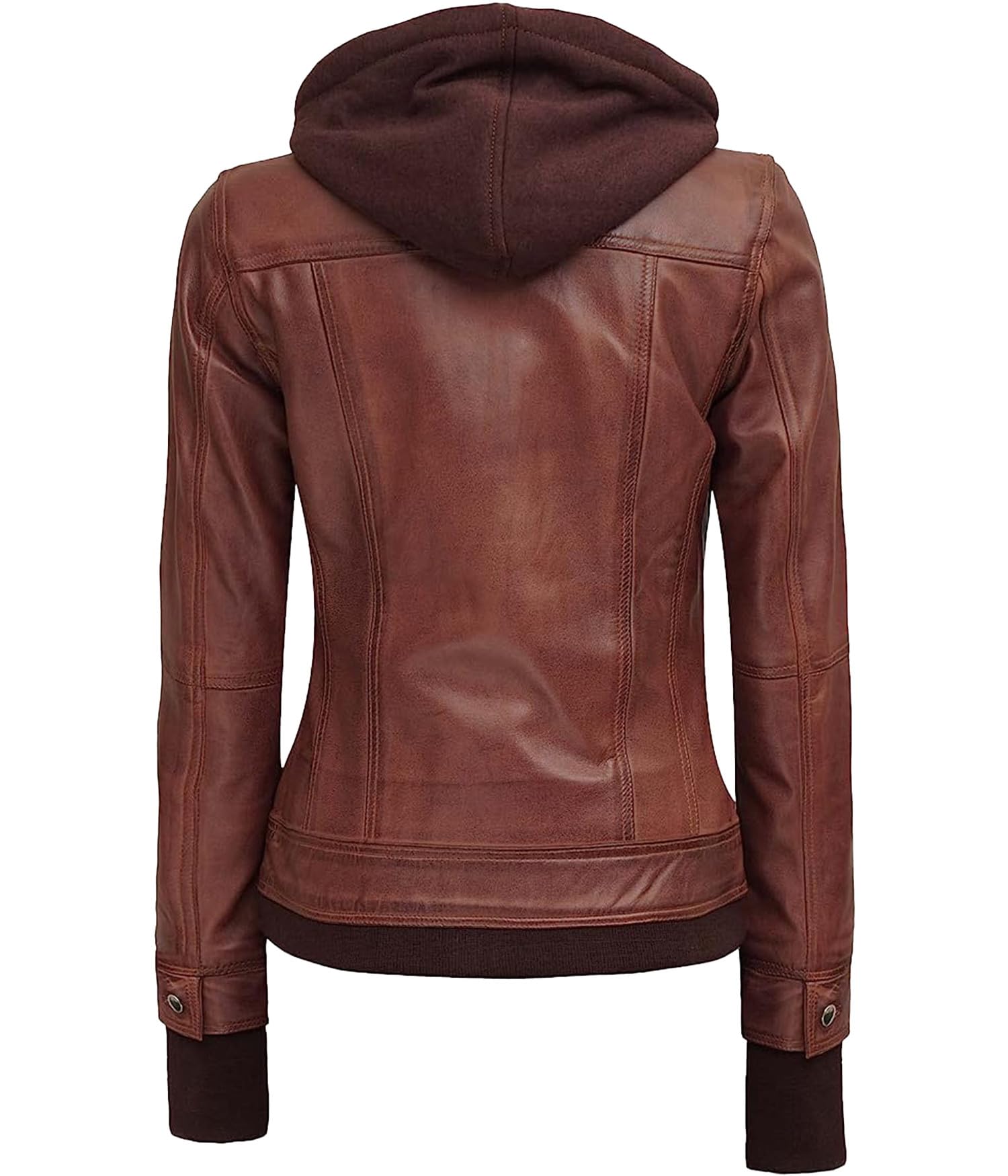 Decrum Women's Real Lambskin Hooded Leather Jacket - Detachable Hood, Soft & Stylish Outerwear for Fall & Winter Fashion | Perfect for Casual Outings, Date Nights & Motorcycle Riding