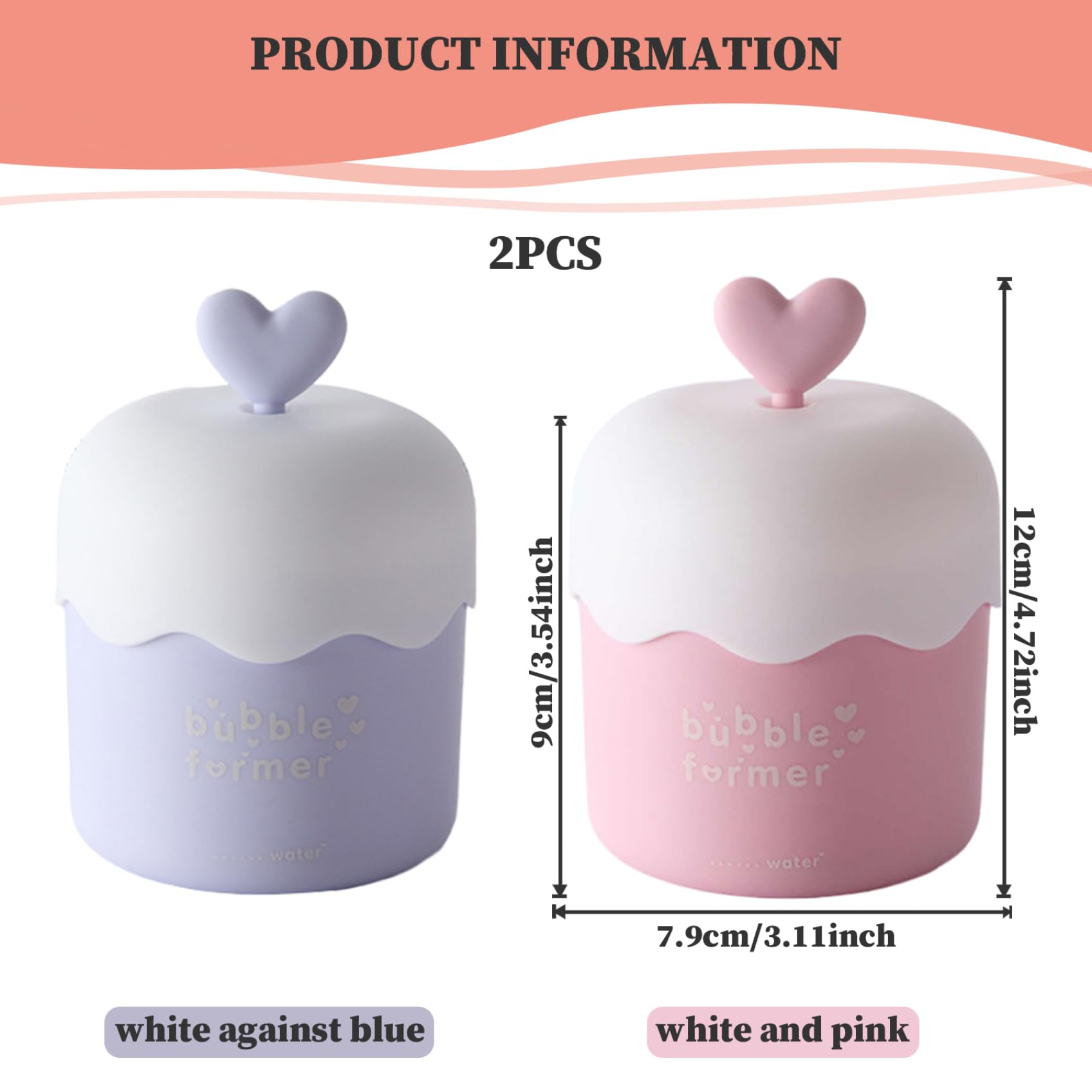 2Pcs Heart Design Skincare Bubble Foam Maker - Portable Face Wash Cleanser Foamer for Fast Foaming | PP Material for Home & Travel Use | Perfect for Gentle Facial Cleansing & Spa Days