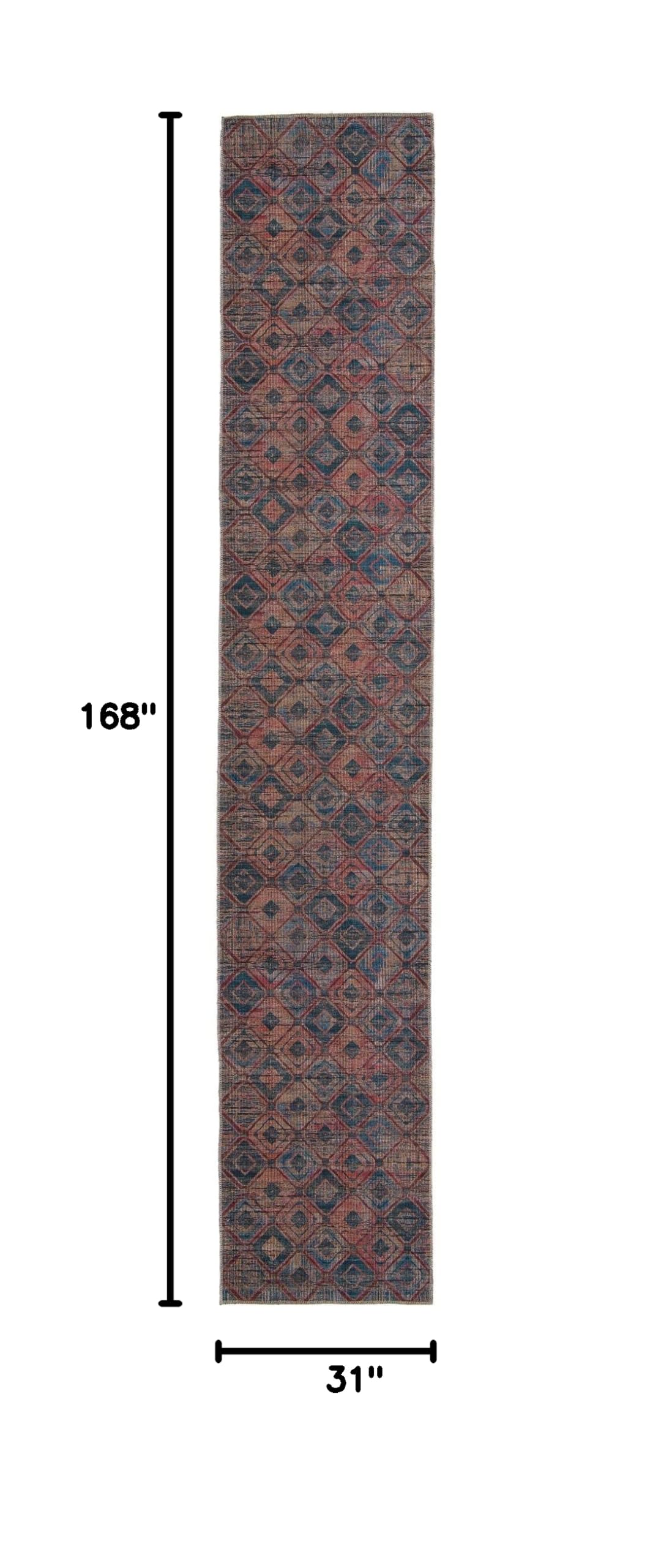 Washable 14 Ft Runner Rug - Sisu Collection by Rugs.com | Blue Flatweave Hallway & Entryway Rug | Durable & Easy-Clean for High Traffic Areas