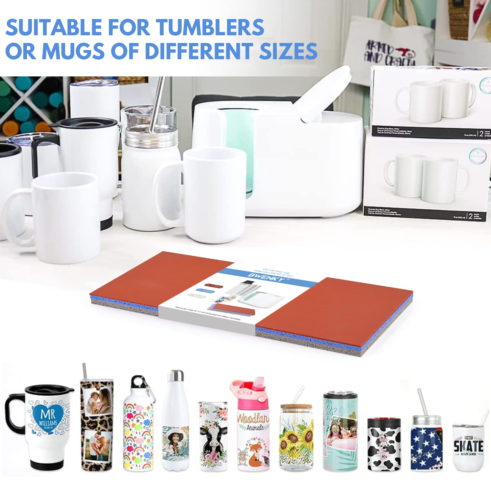 Sublimation Tumbler Wrap for Cricut Mug Press - 3 Thicknesses Heat Transfer Wrap (10