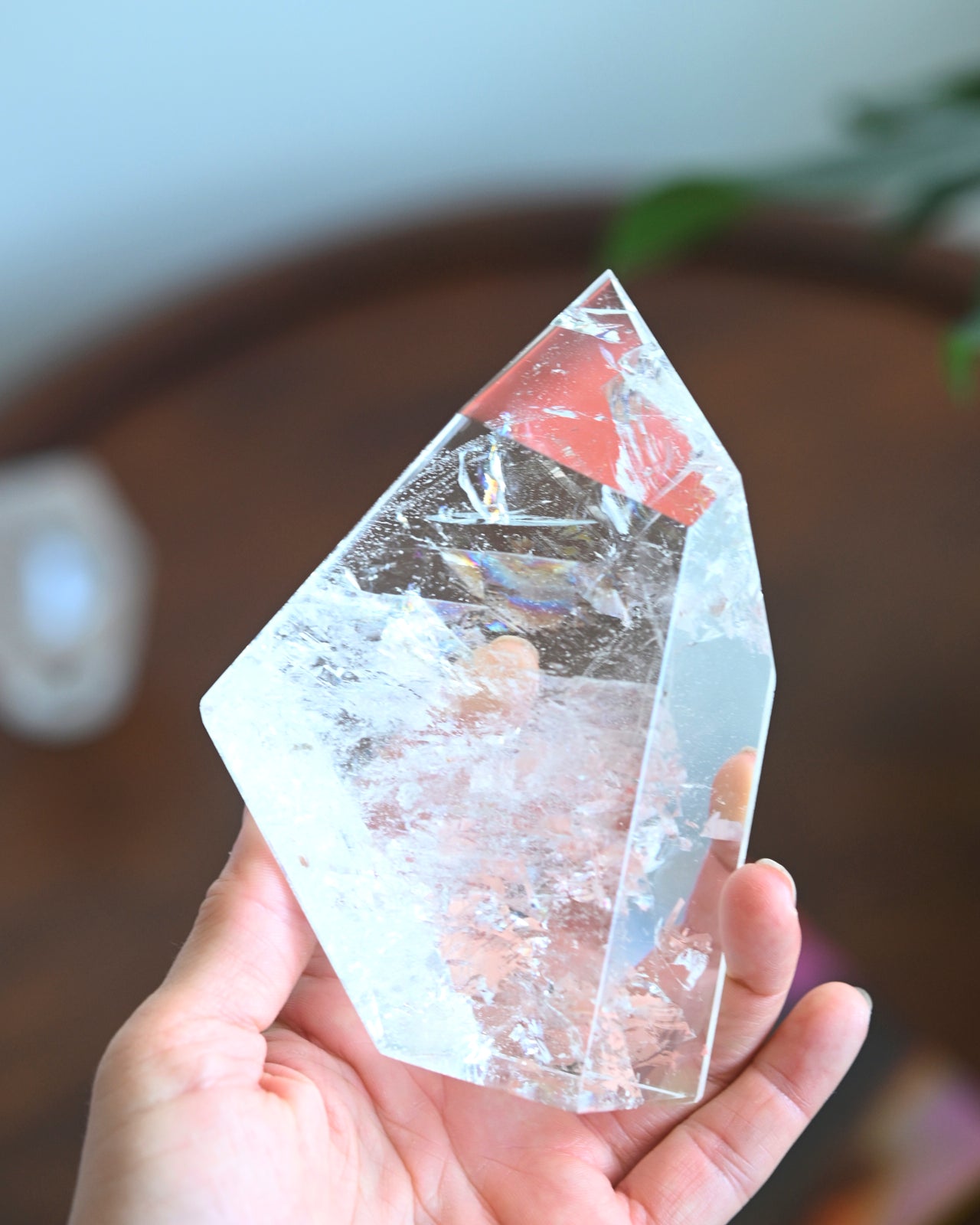 5 Inch Clear Quartz Geometric Crystal with Stand - Perfect for Home Decor, Meditation & Healing | Feng Shui, Office Desk & Gift Idea
