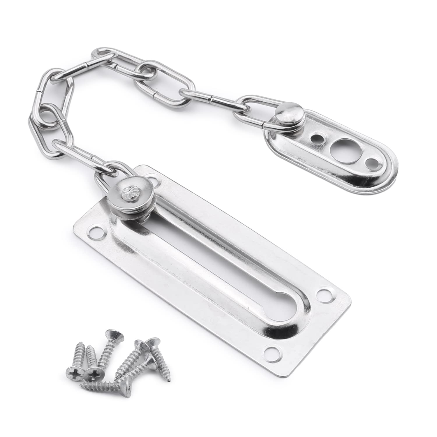 MroMax Home Security Door Guard - Heavy Duty Cold Rolled Steel Burglarproof Chain Lock for Enhanced Door Protection (Silver, 1-Pack) | Ideal for Apartments, Houses & Rental Properties