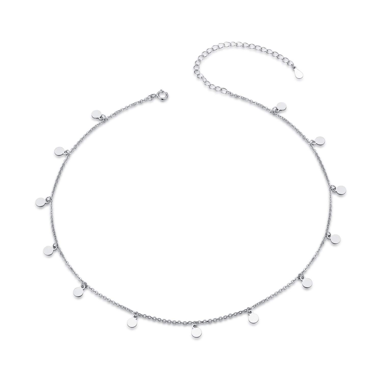 S925 Sterling Silver Stars Moon Dot Choker Necklace - Dainty Short Chain Jewelry for Women - Perfect for Date Night, Party & Everyday Wear