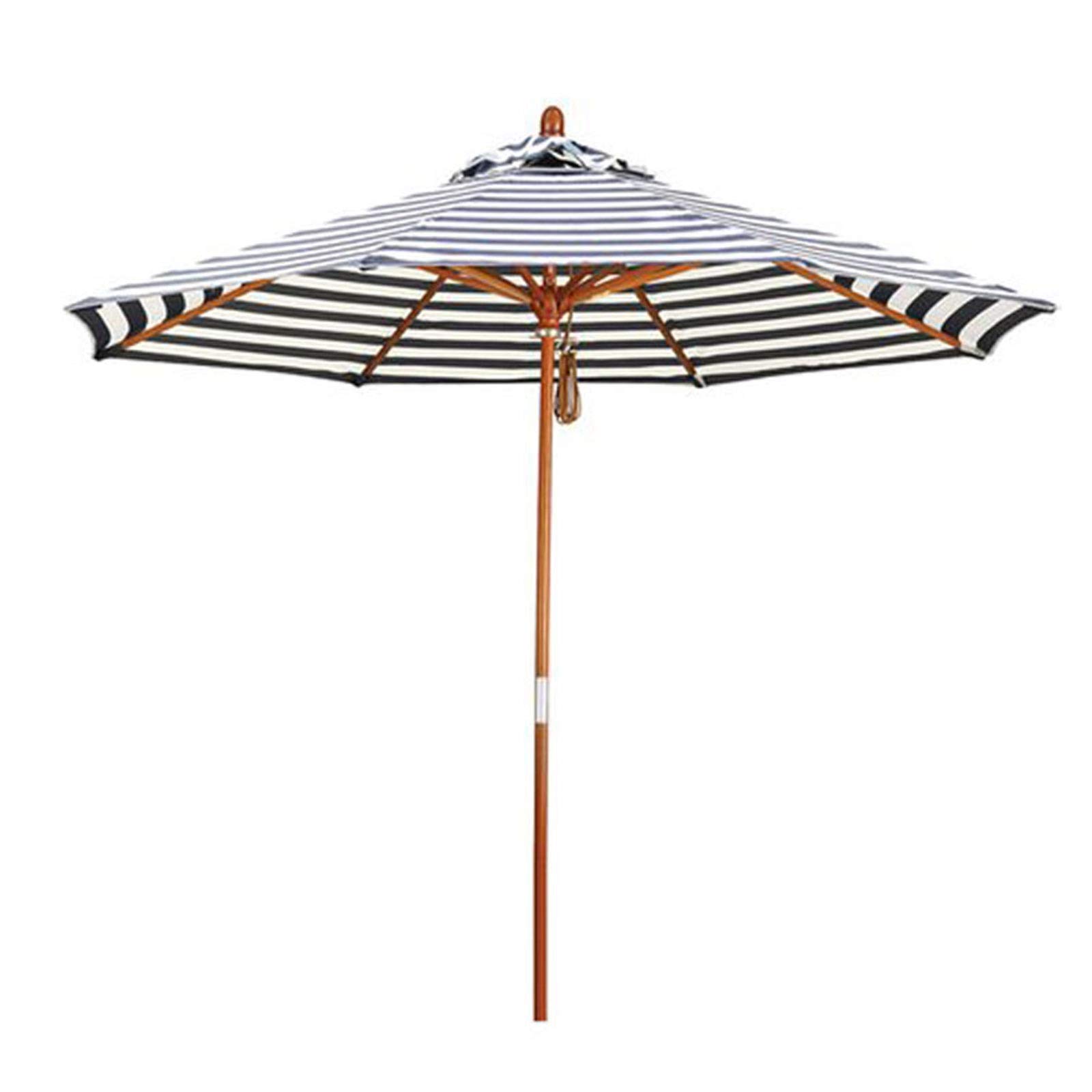 9ft Striped Beach Umbrella with Wooden Pole - Portable Patio Sun Shade for Outdoor, Backyard, Pool & Market - Perfect for Beach Days, Garden Relaxation & Outdoor Dining