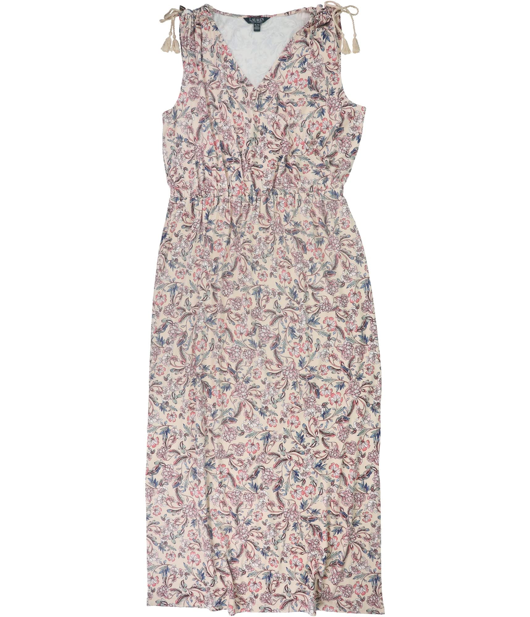 Ralph Lauren Women's Floral Maxi Dress - Pink Long Sleeve Flowy Summer Dress, Size X-Large | Perfect for Beach Vacations, Garden Parties & Casual Outings